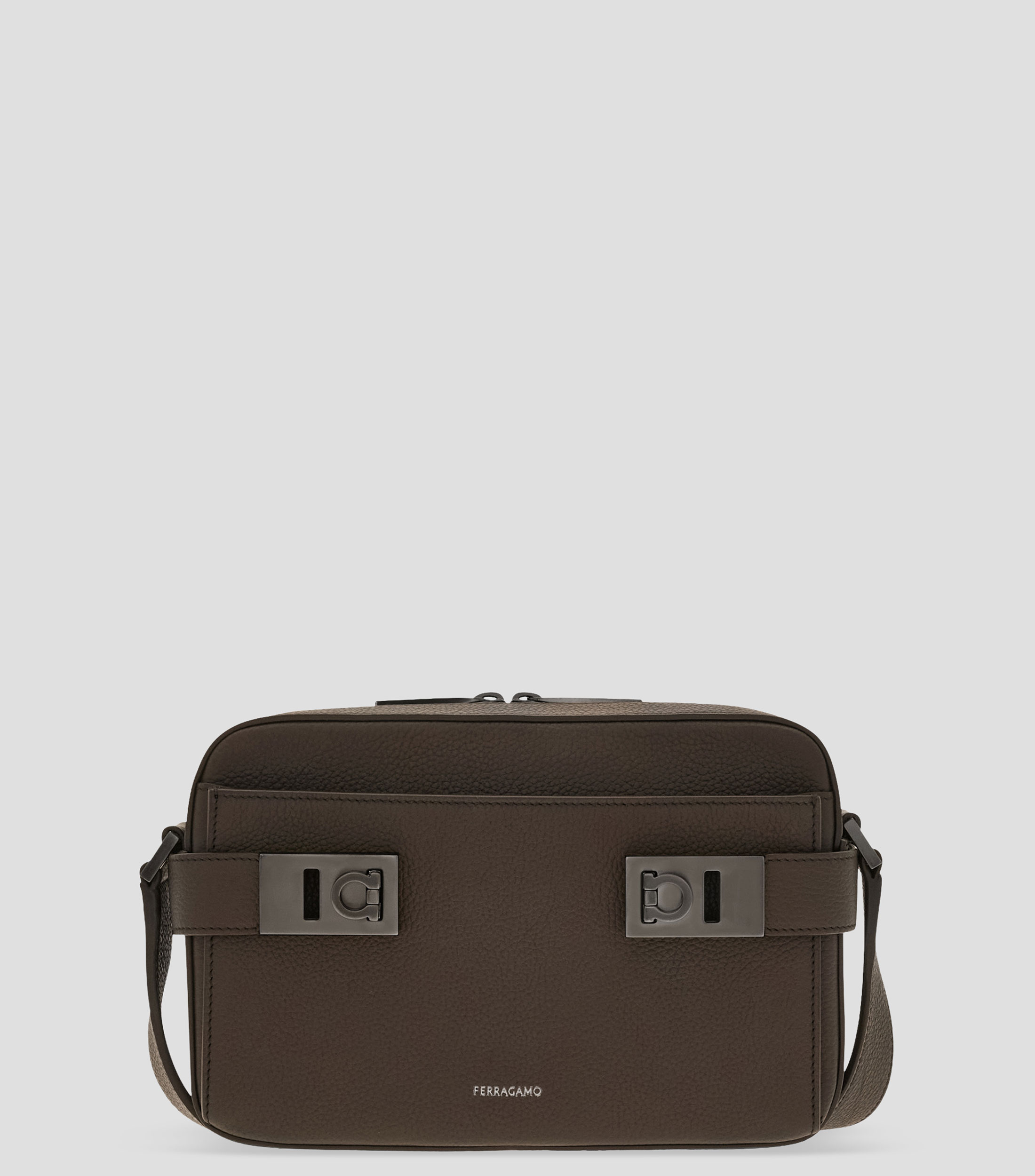 Bolso shoulder en piel liso Hombre