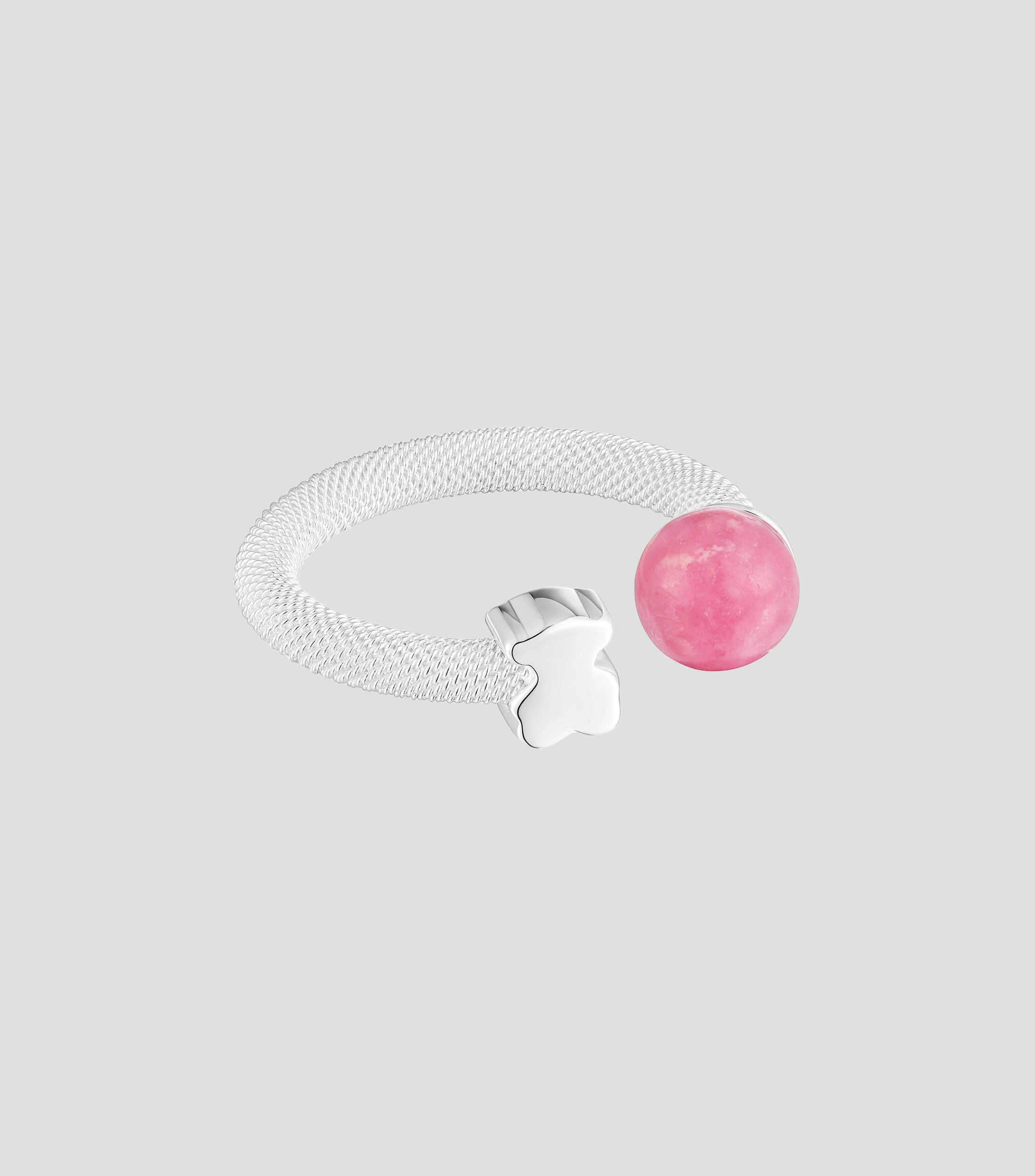 Anillo en plata .925 Icon Mesh con incrustación de rodonita Mujer