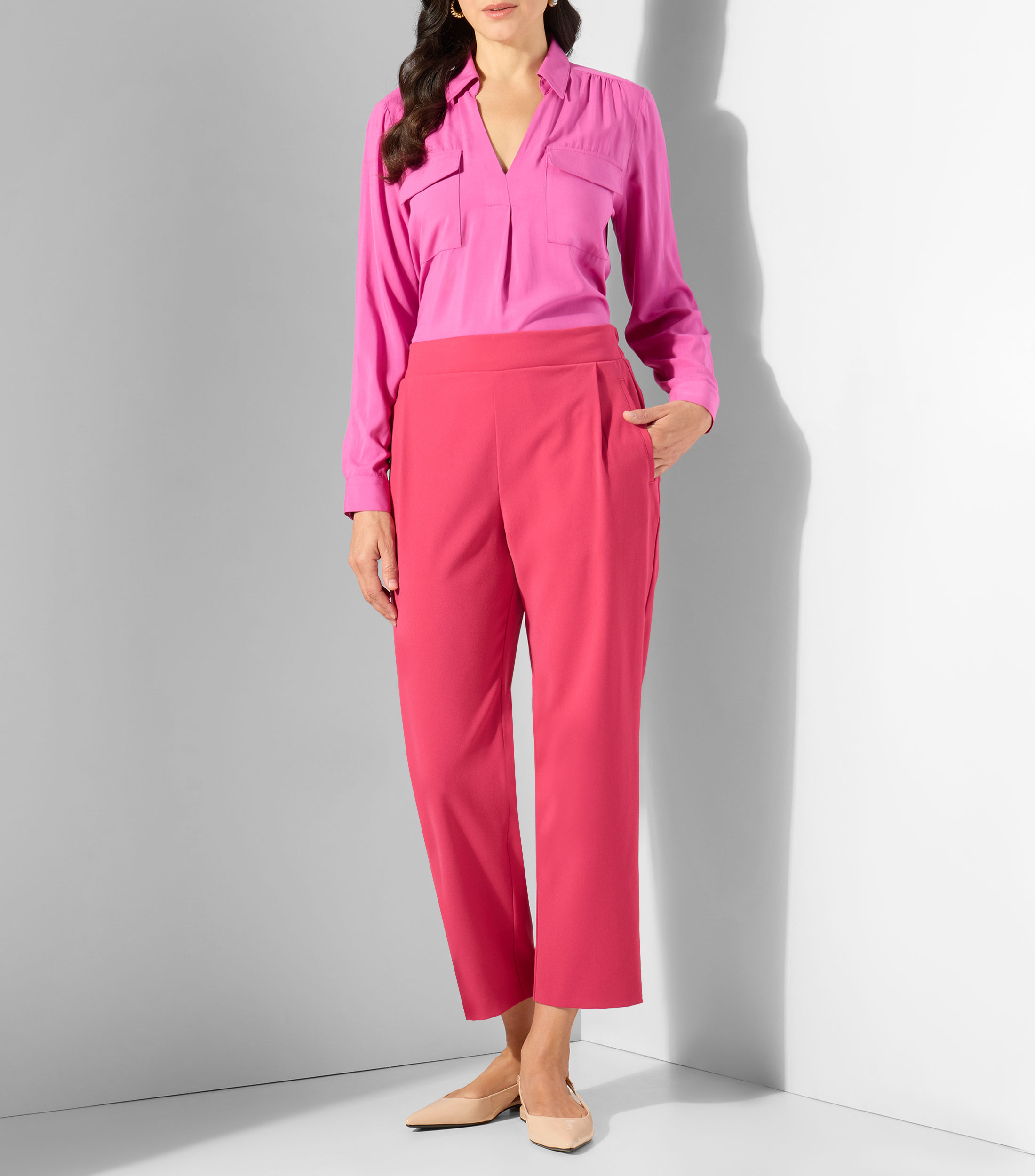 Blusa lisa con manga larga Mujer