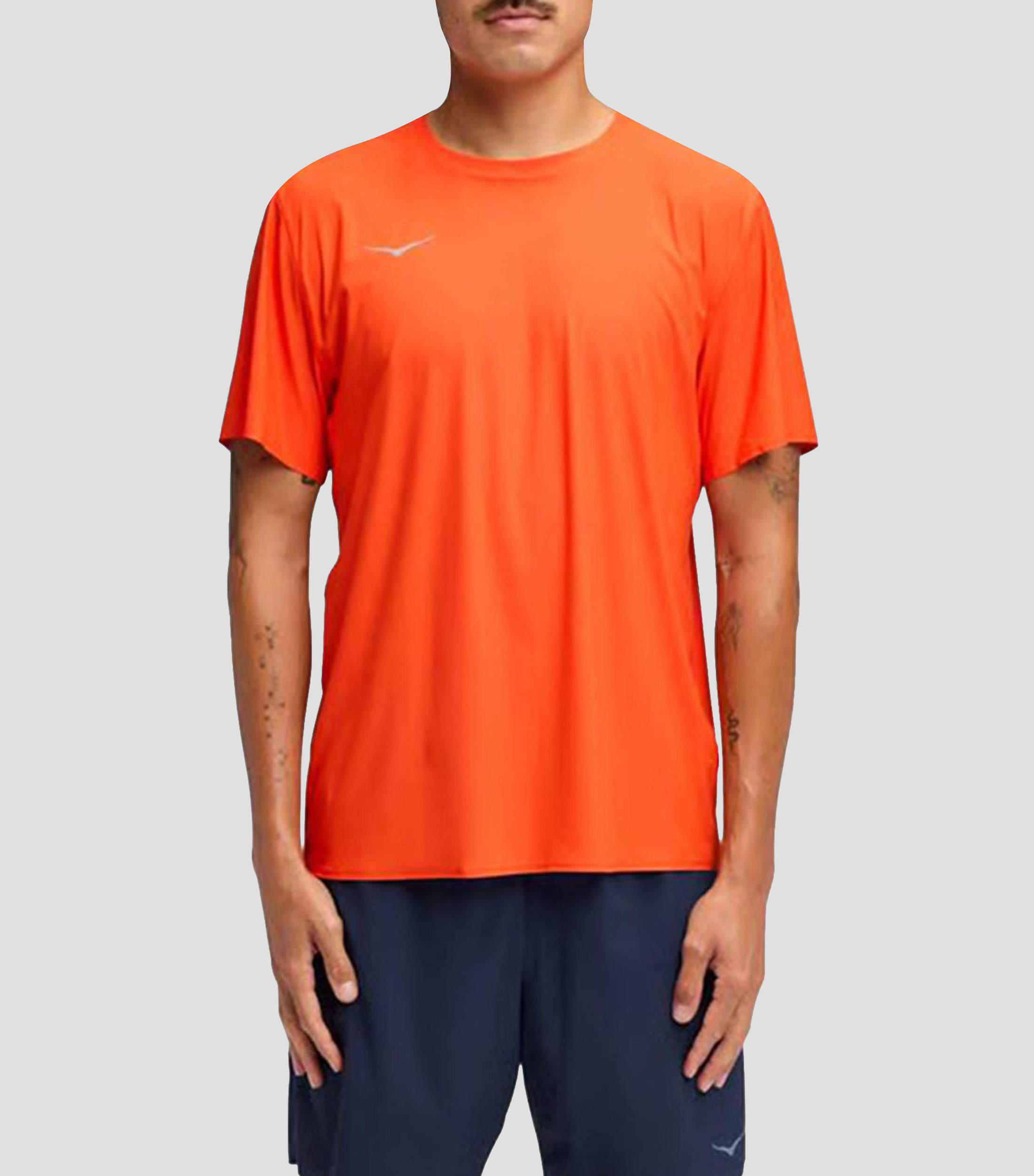 Playera para correr cuello redondo manga corta lisa Hombre