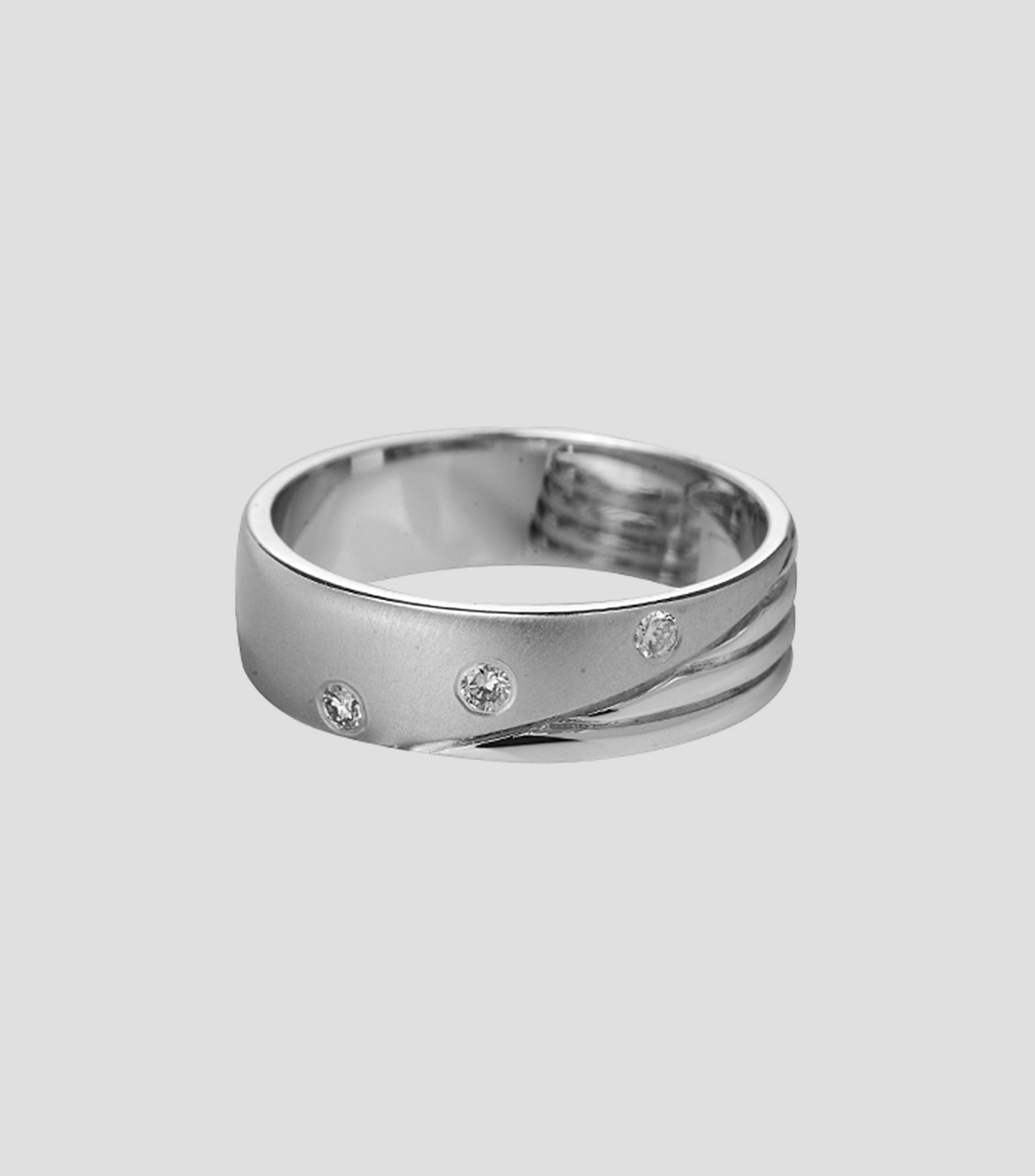 Argolla en oro blanco 14 kilates con diamantes Hombre