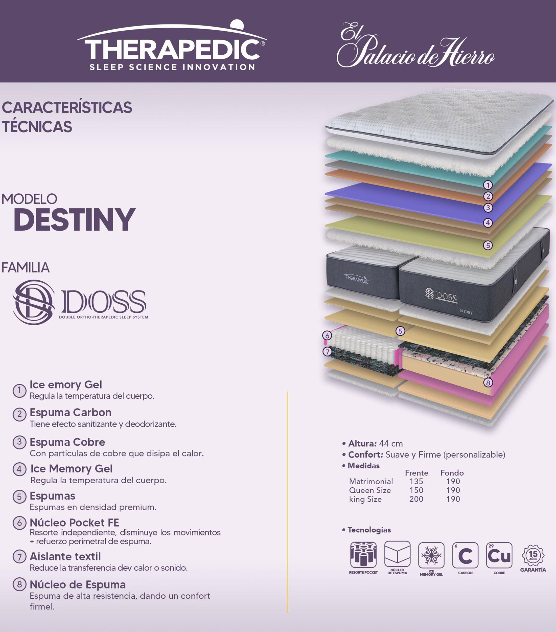 Colchón Destiny Doss Firm Matrimonial