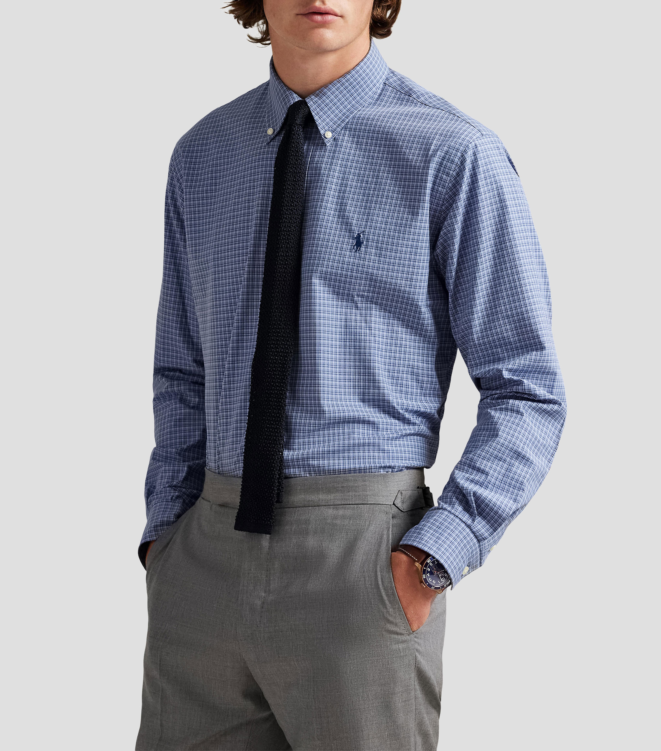 Camisa con cuadros manga larga Hombre