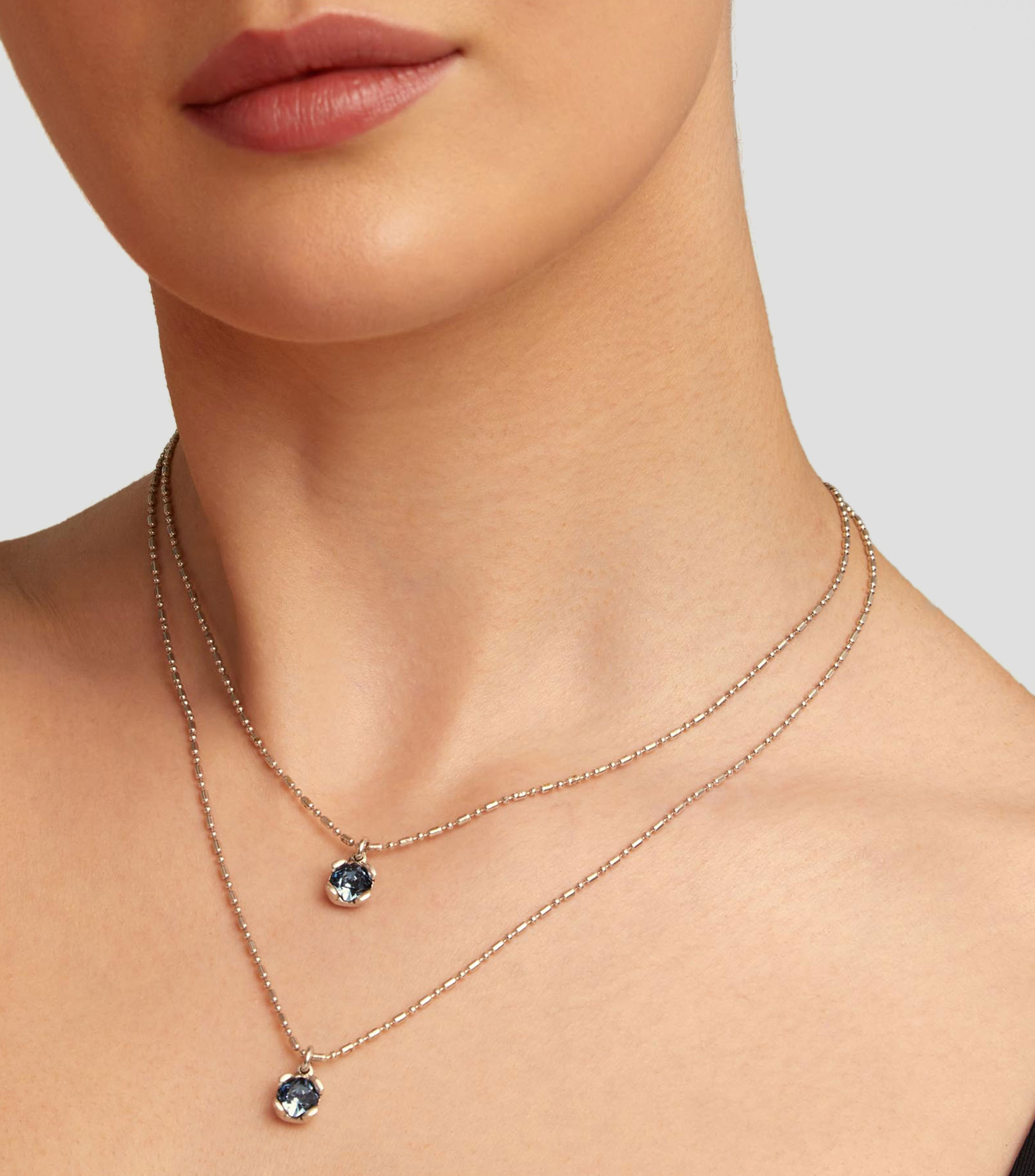 Collar doble en plata Aura Blue Charismatic con cristales facetados Mujer