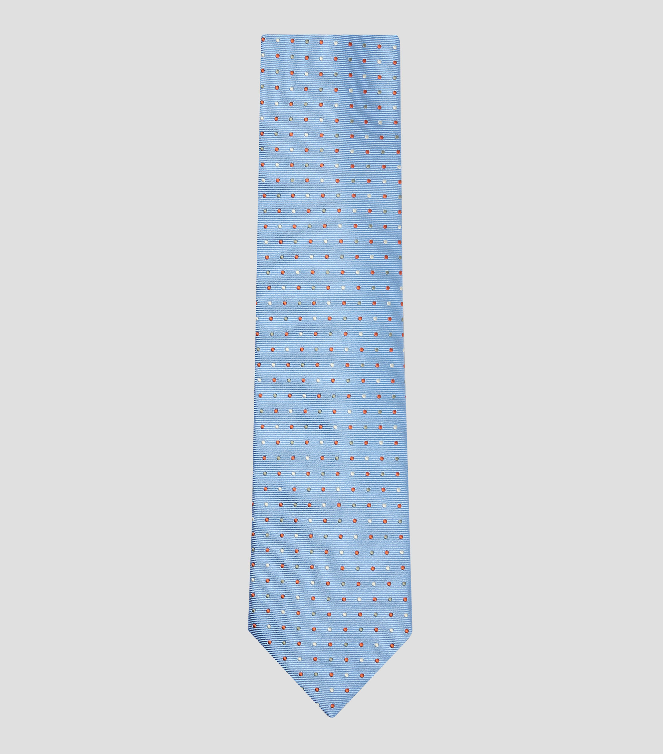 Corbata ancha en seda azul polkadots