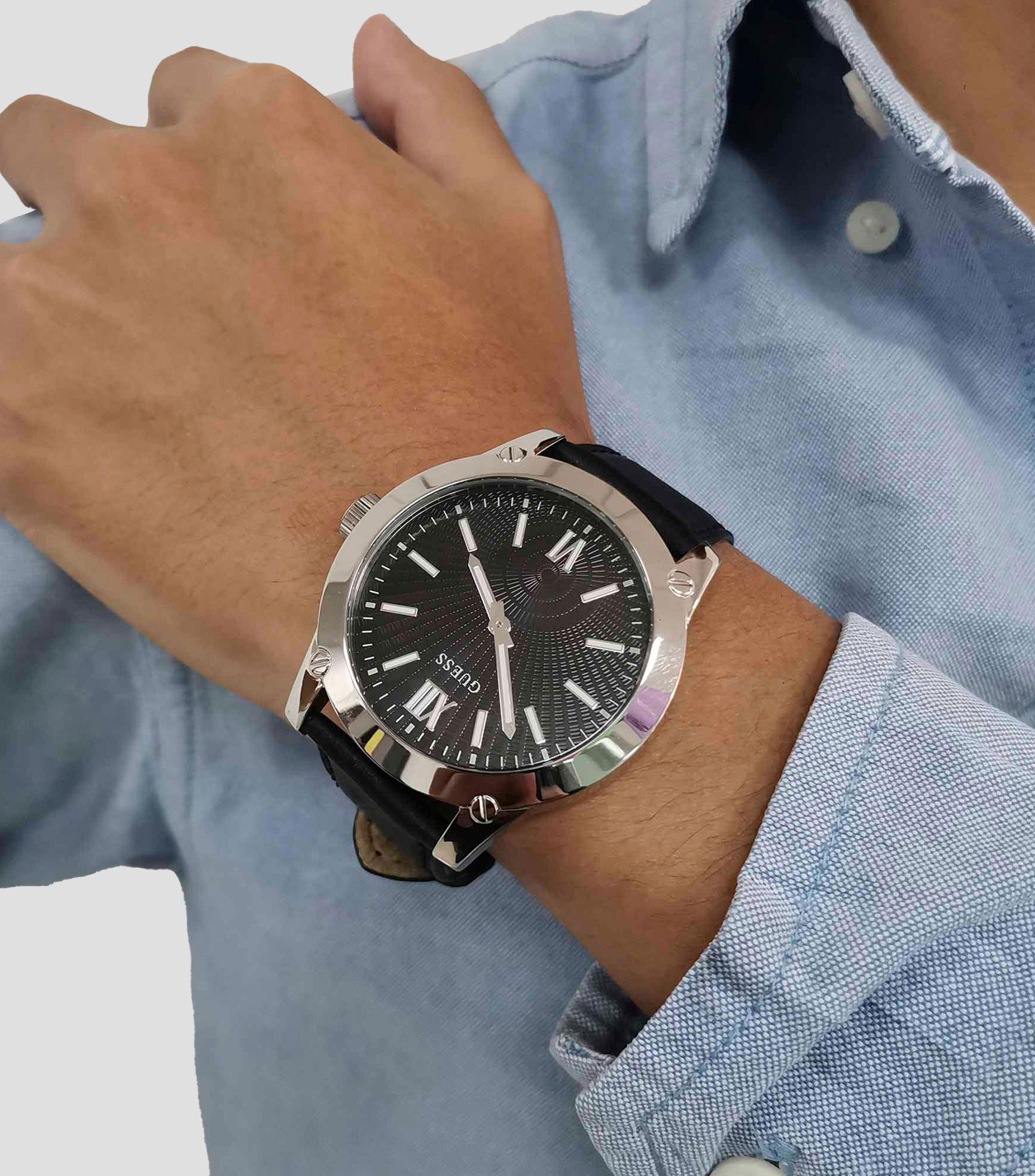 Reloj para Hombre Crescent Casual Plateado, Negro