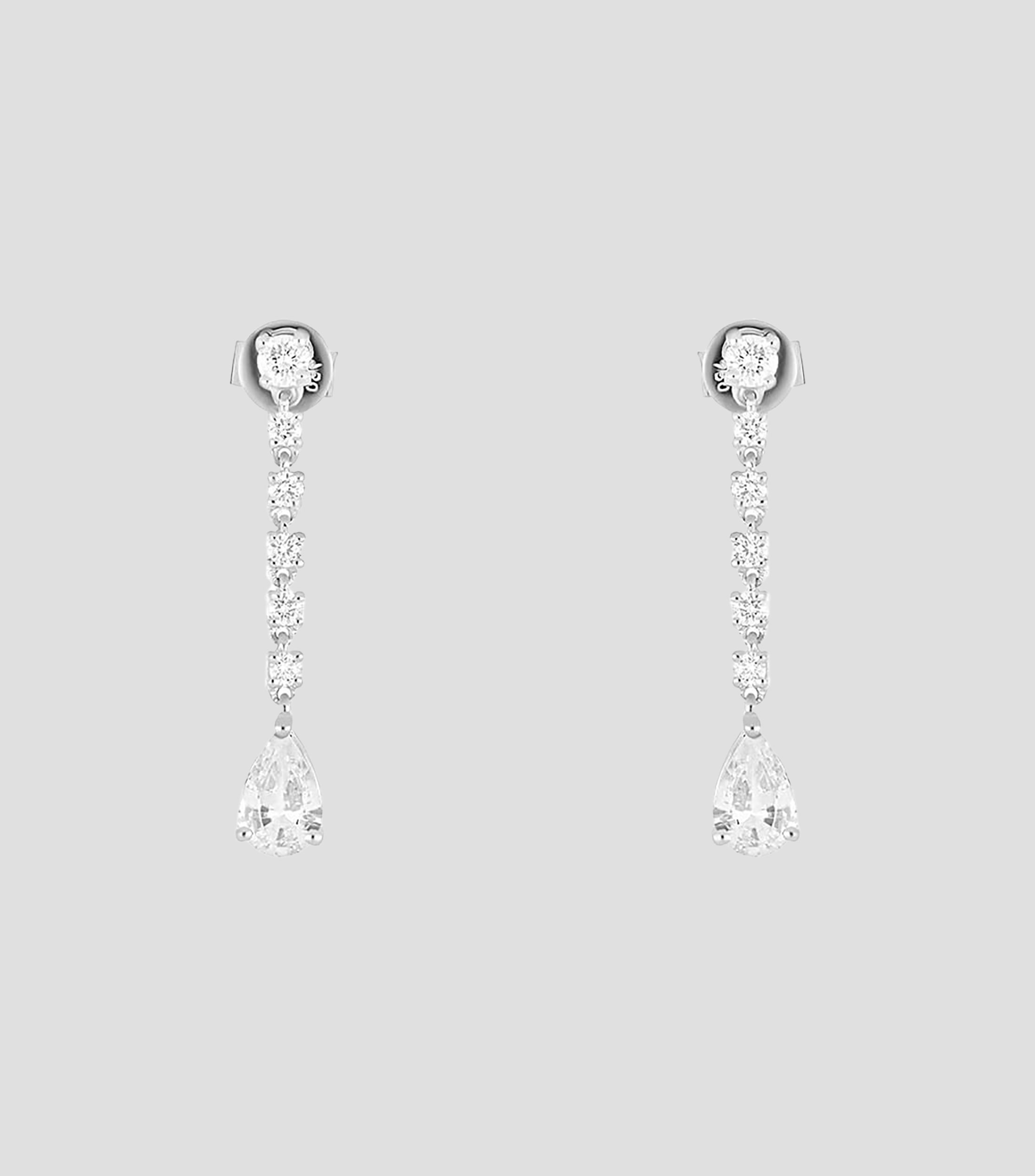 Aretes en oro blanco 18 kilates con zafiro y diamantes Mujer