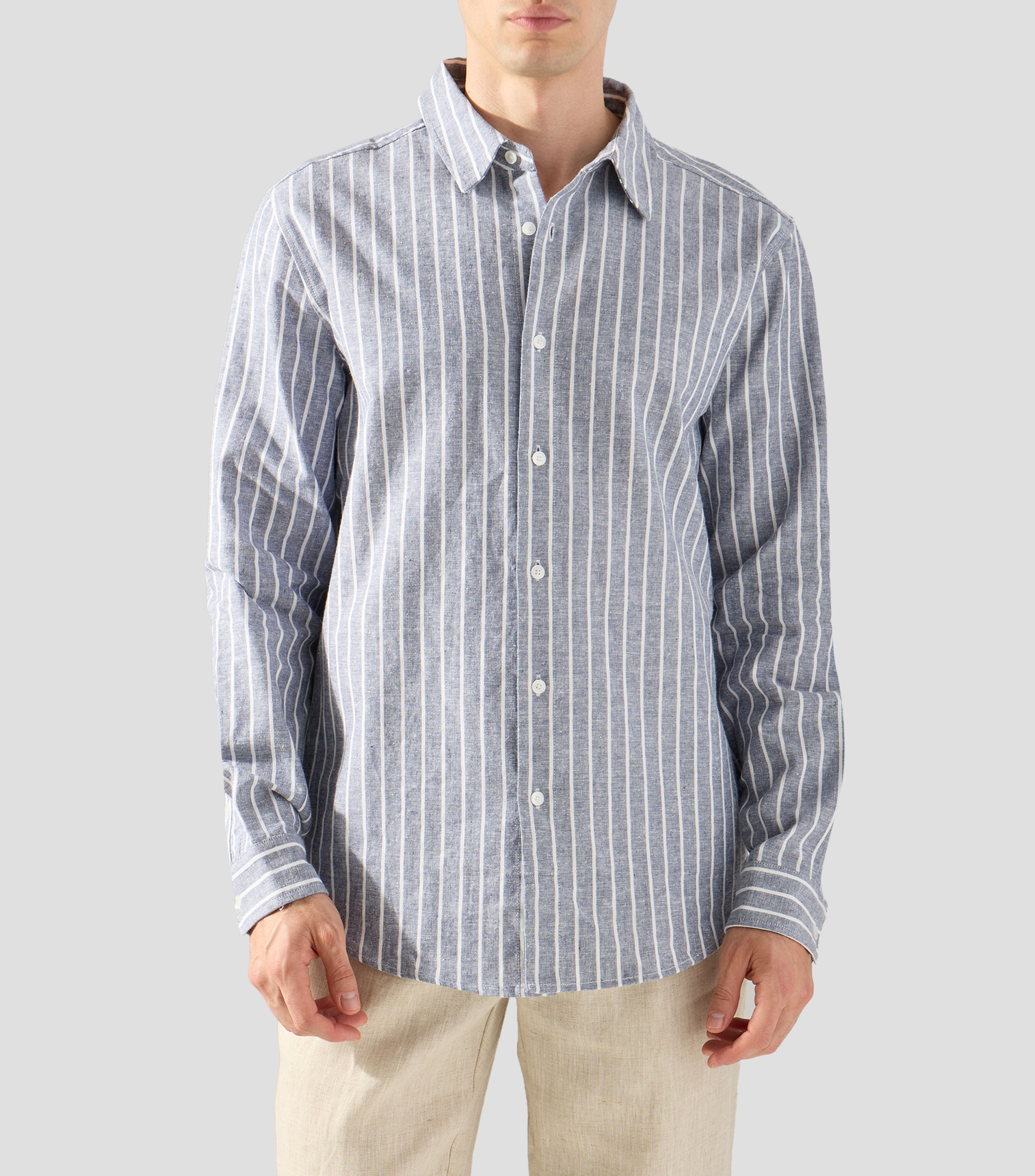 Camisa de rayas con manga larga Hombre