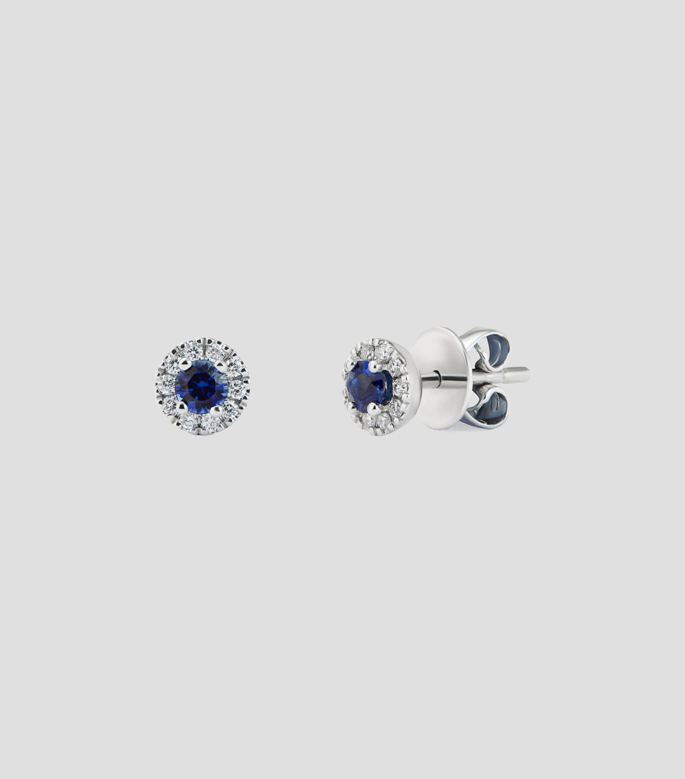 Aretes en oro blanco de 18 kilates Big Three con zafiros y diamantes Mujer