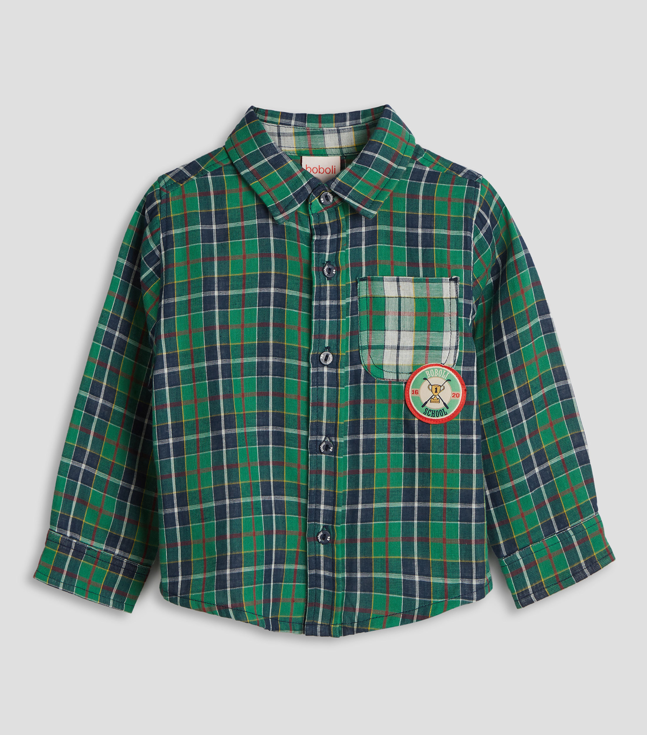 Camisa con cuadros y manga larga Bebé