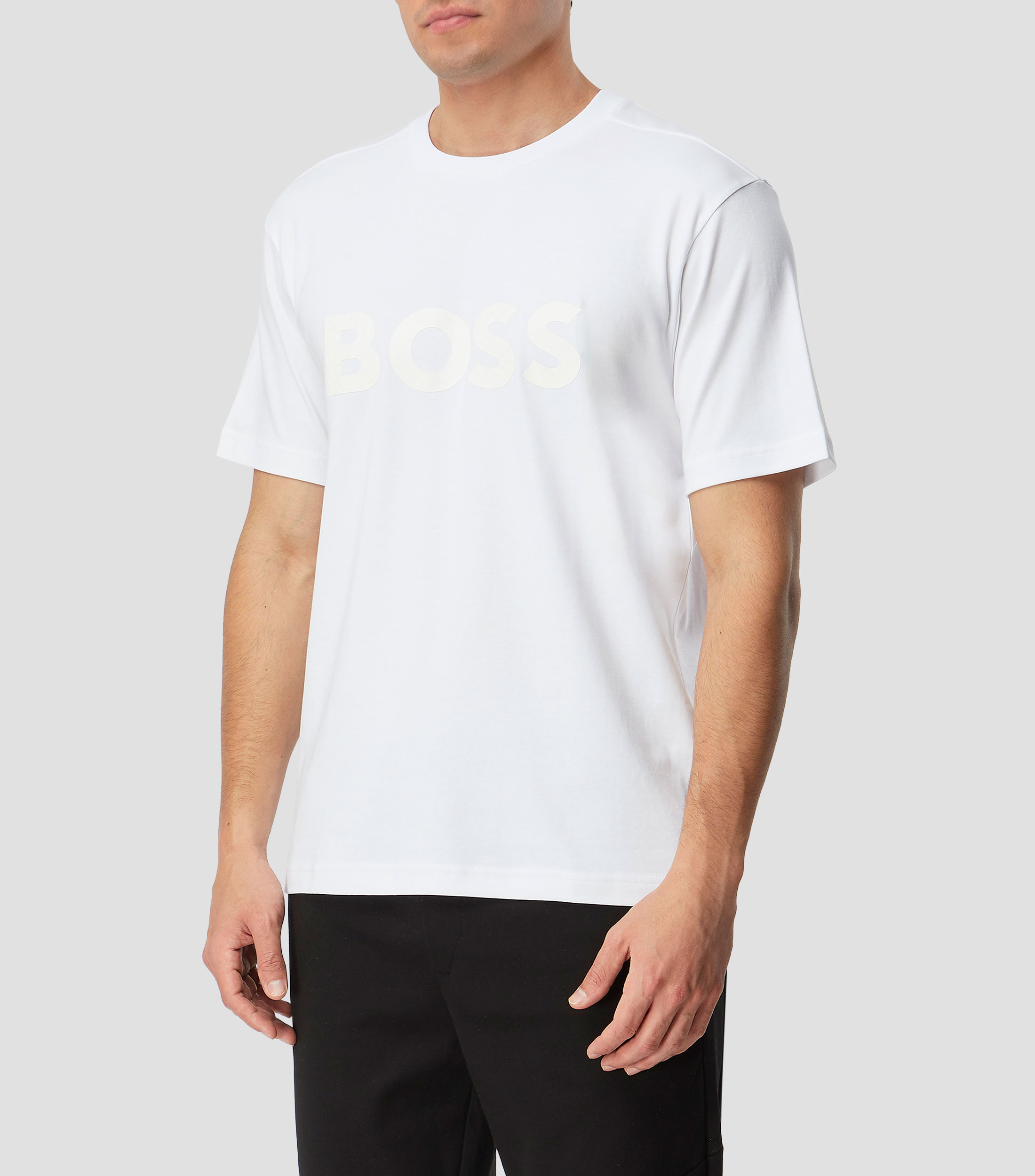 Playera en punto de algodón con logo estructurado Hombre