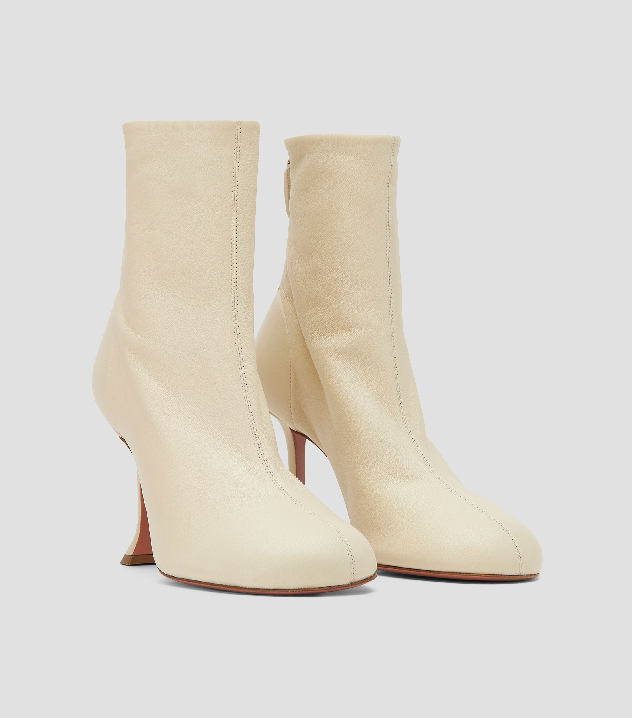 Botas cortas en piel con tacón alto media luna Mujer