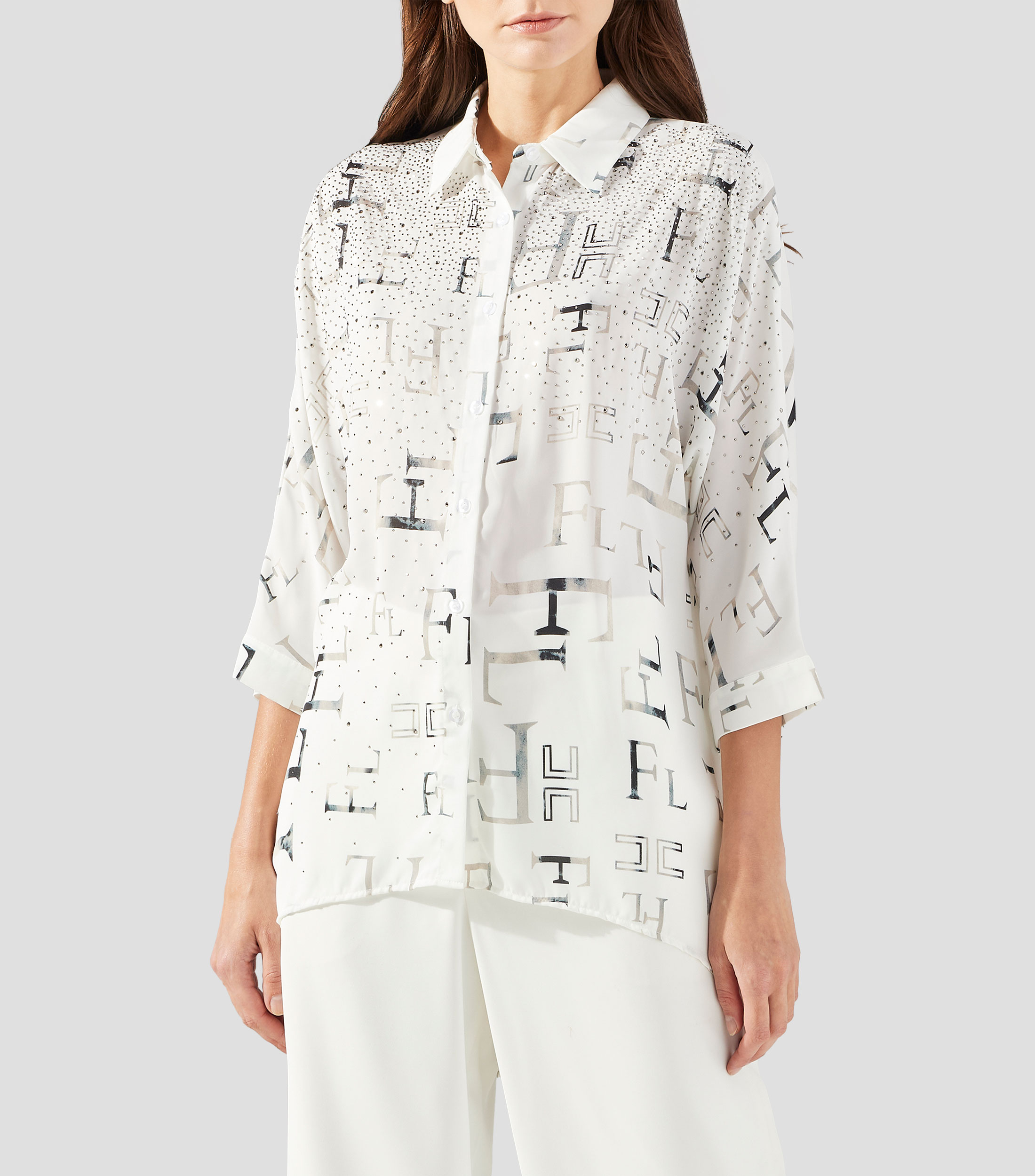 Camisa con estampado manga 3/4 Mujer