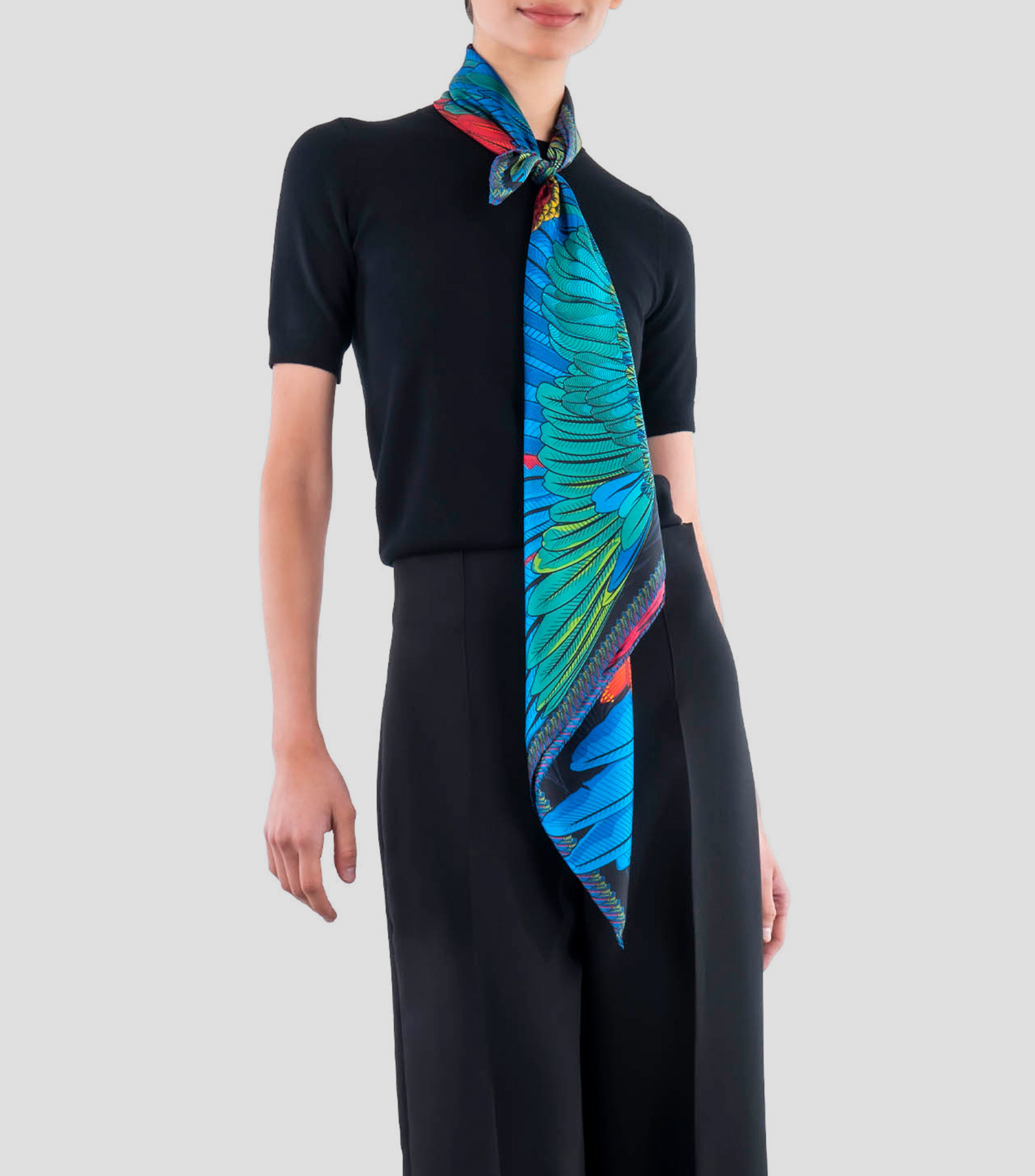 Mascada de seda estampada Mujer