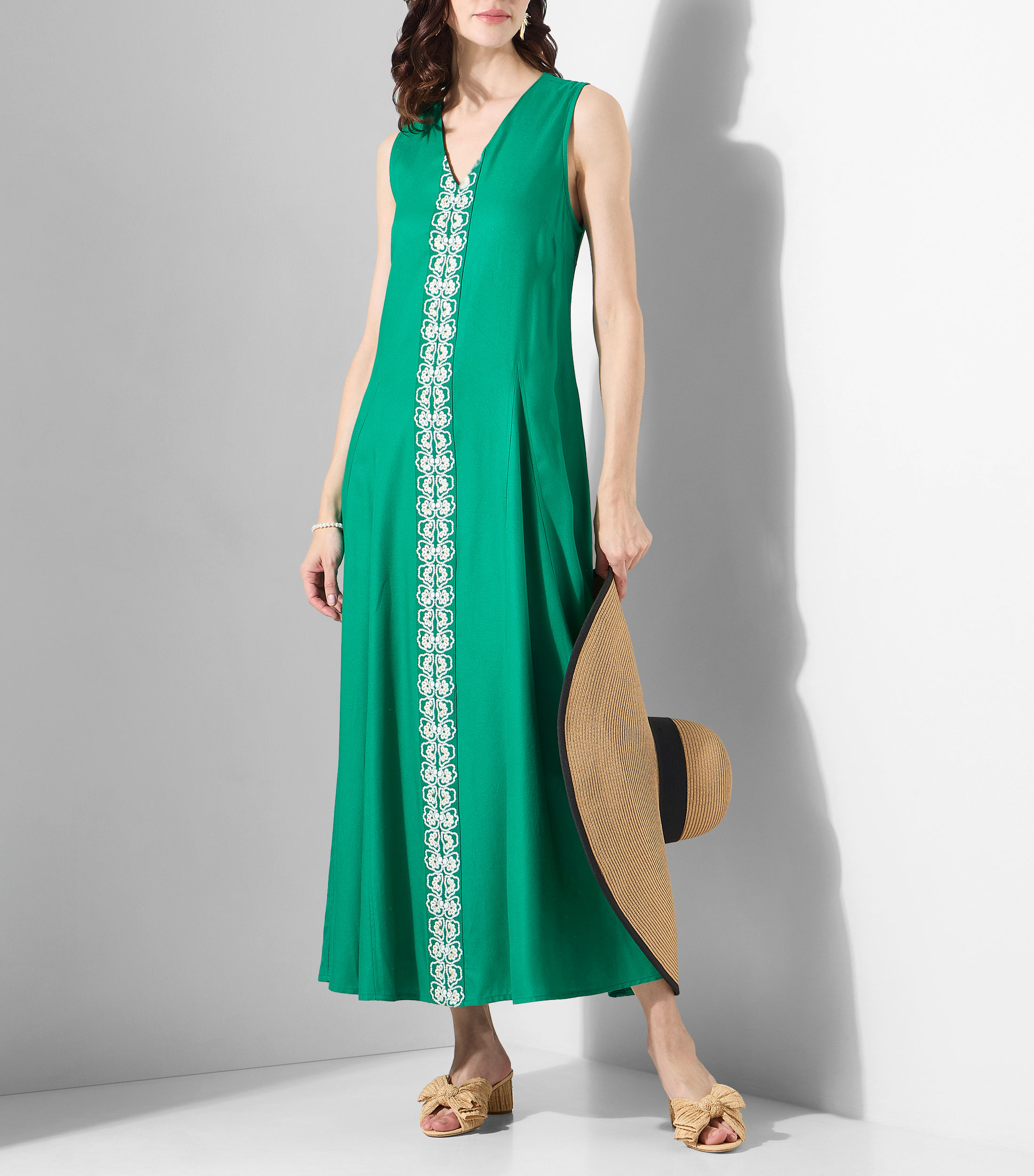 Vestido largo liso Mujer
