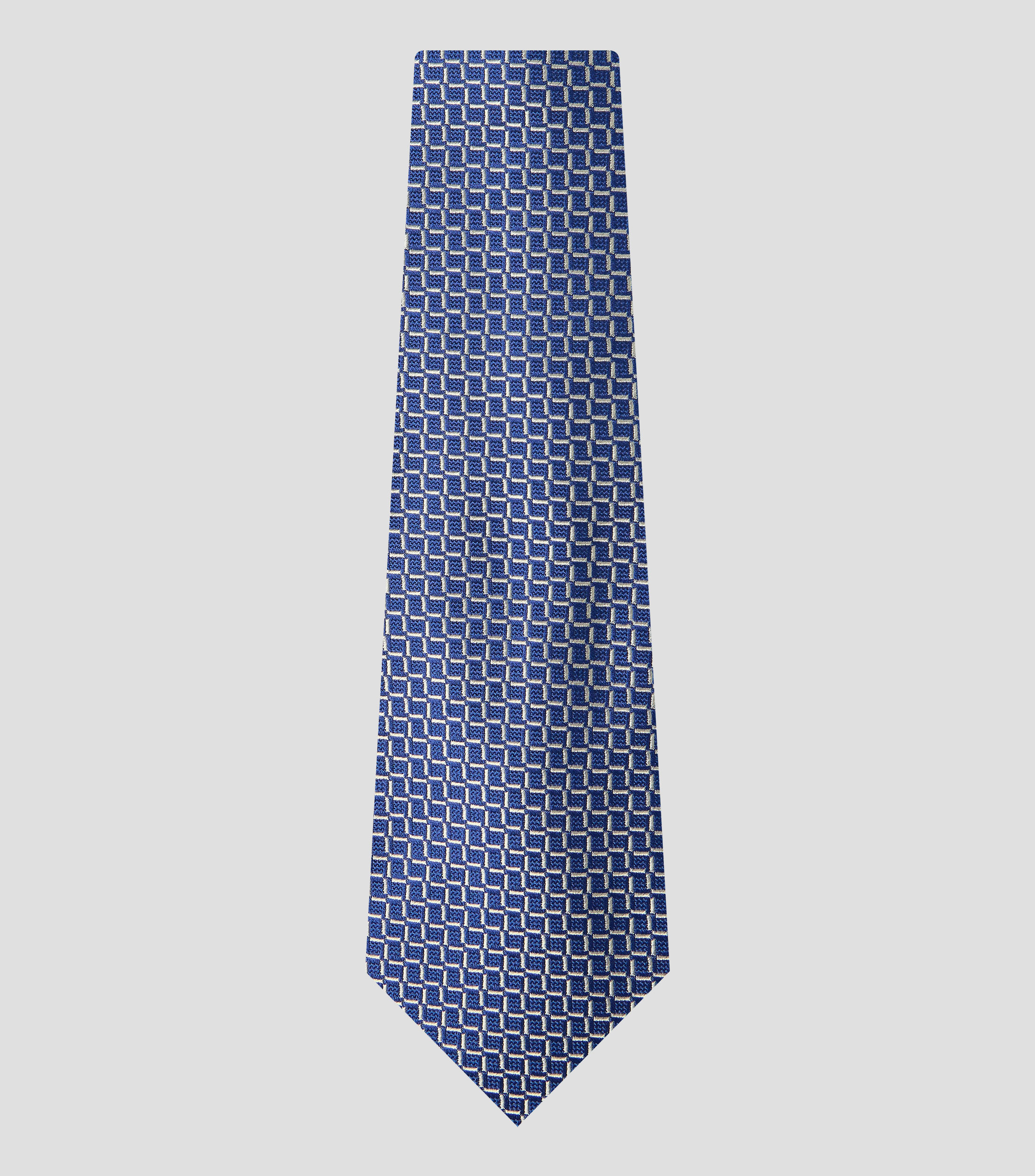 Corbata ancha en seda azul estampada