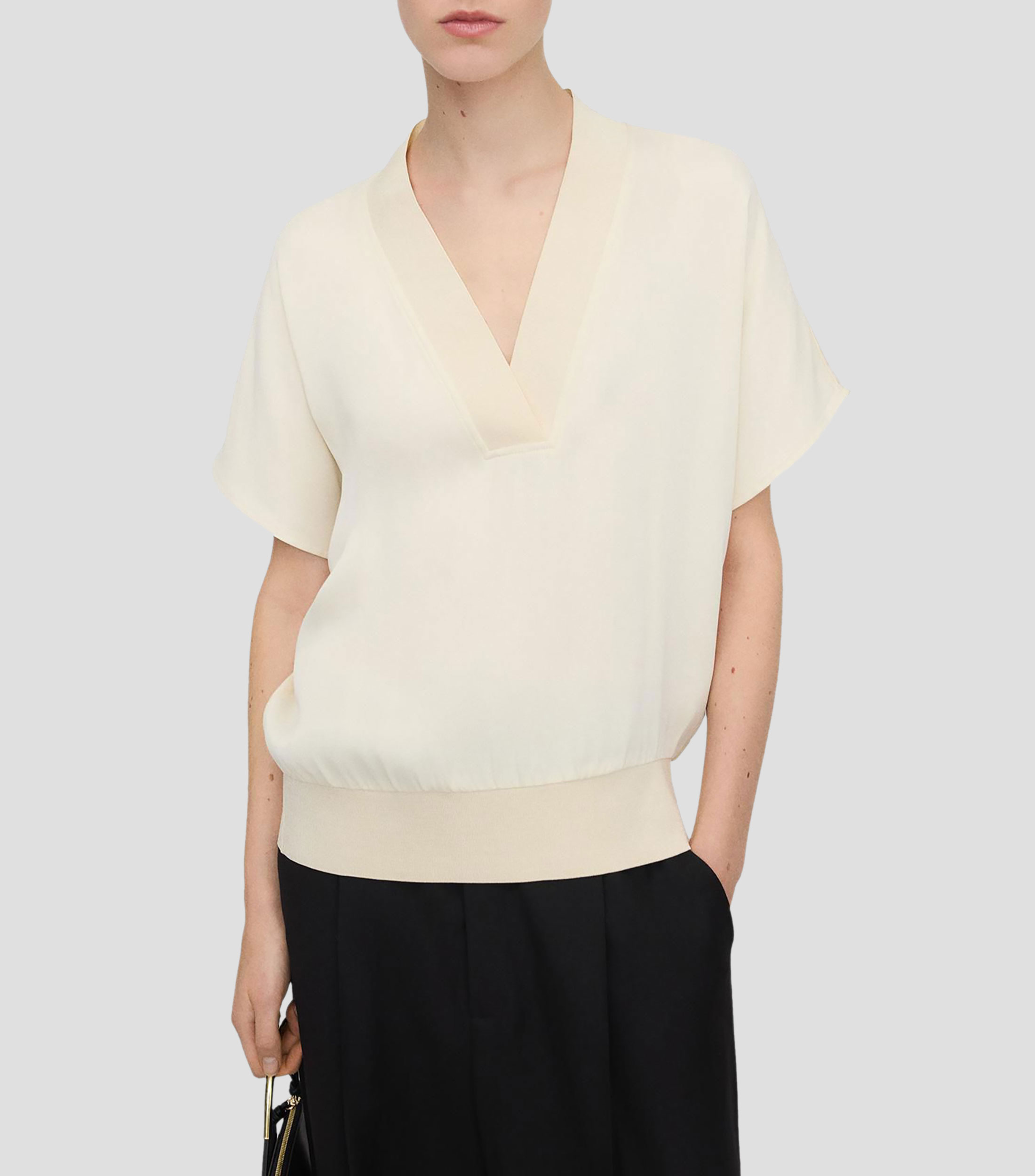 Blusa lisa manga corta Mujer