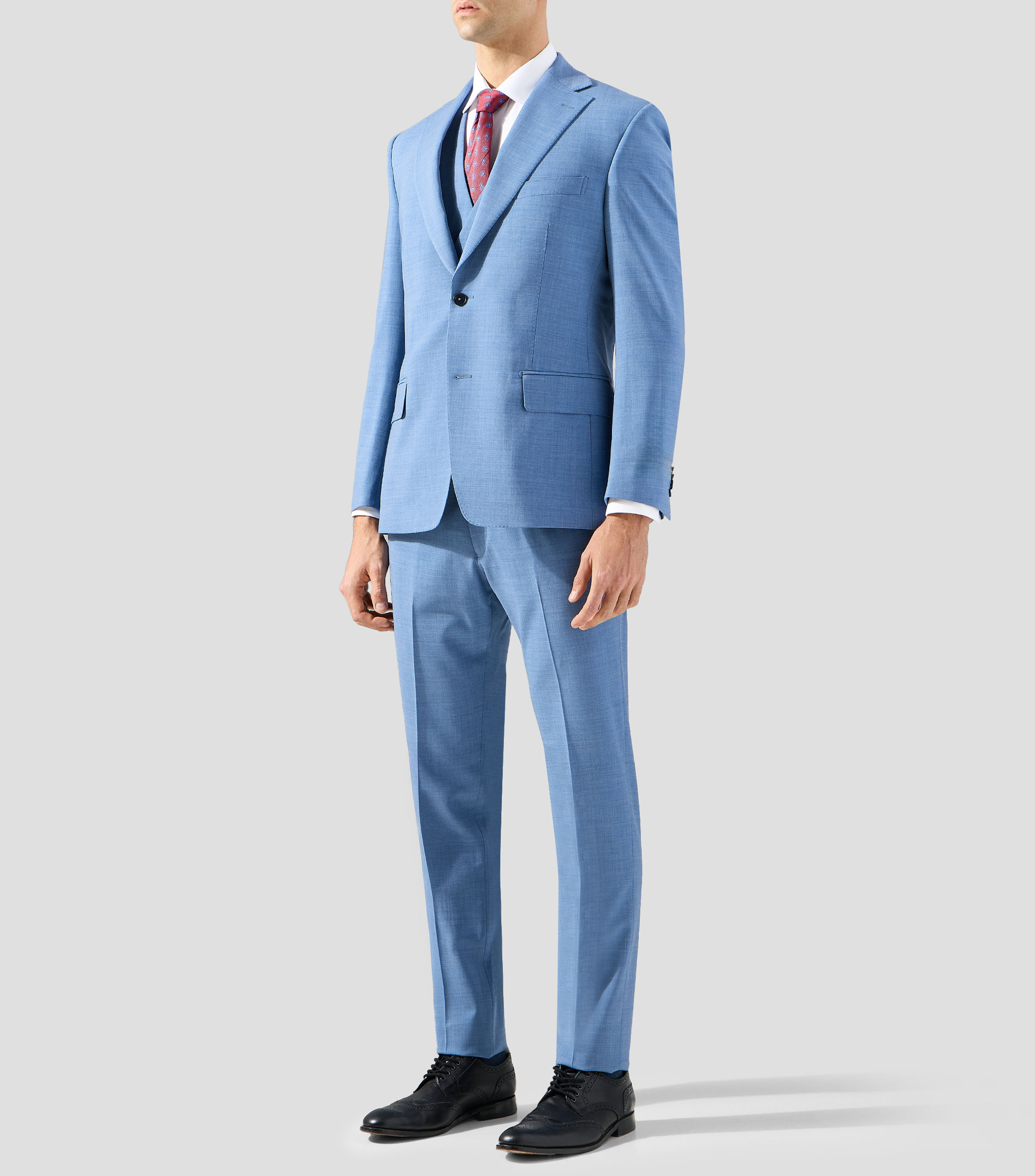 Traje de corte slim en lana liso Hombre