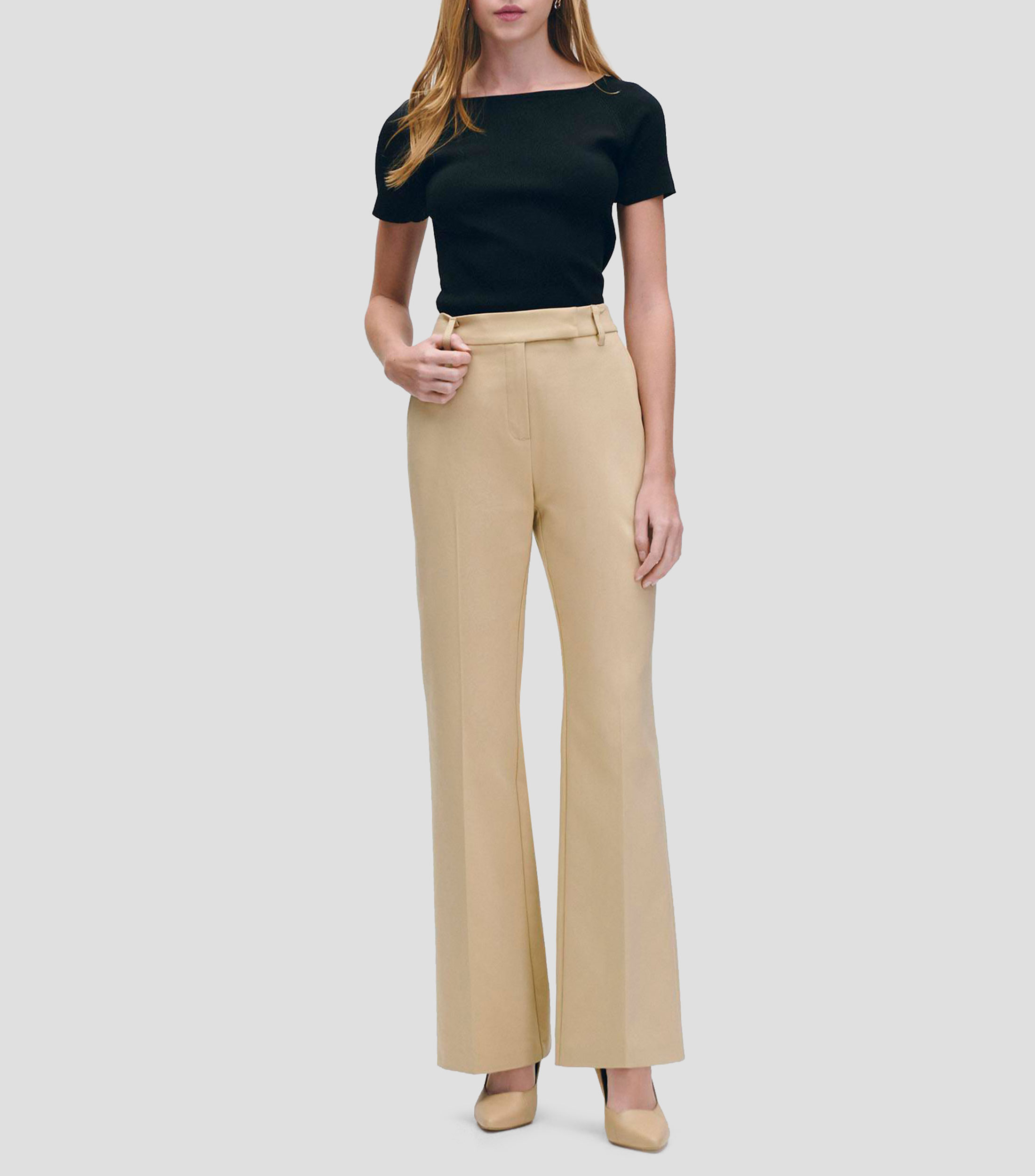 Pantalón pretina con pase trabas y bolsas diagonales largo Mujer