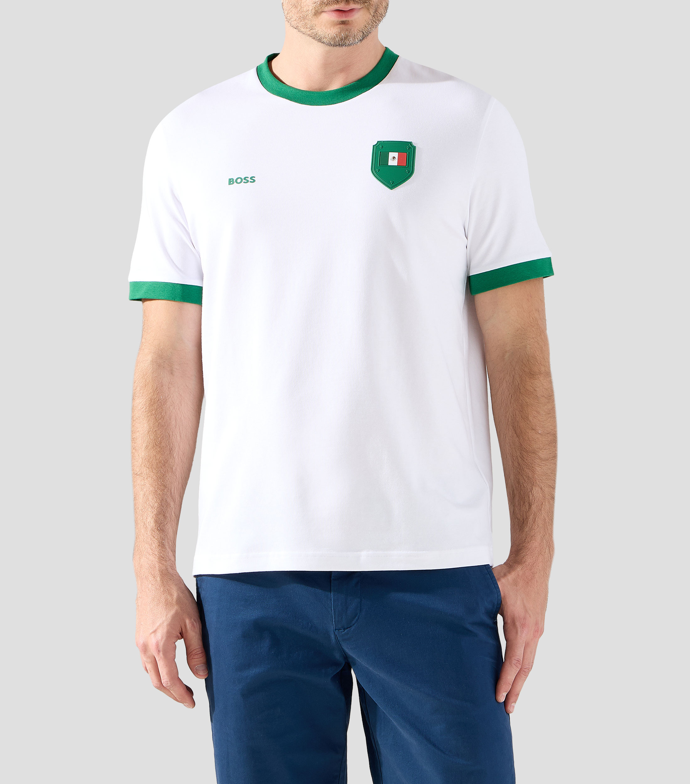 Playera cuello redondo manga corta sólida México Hombre
