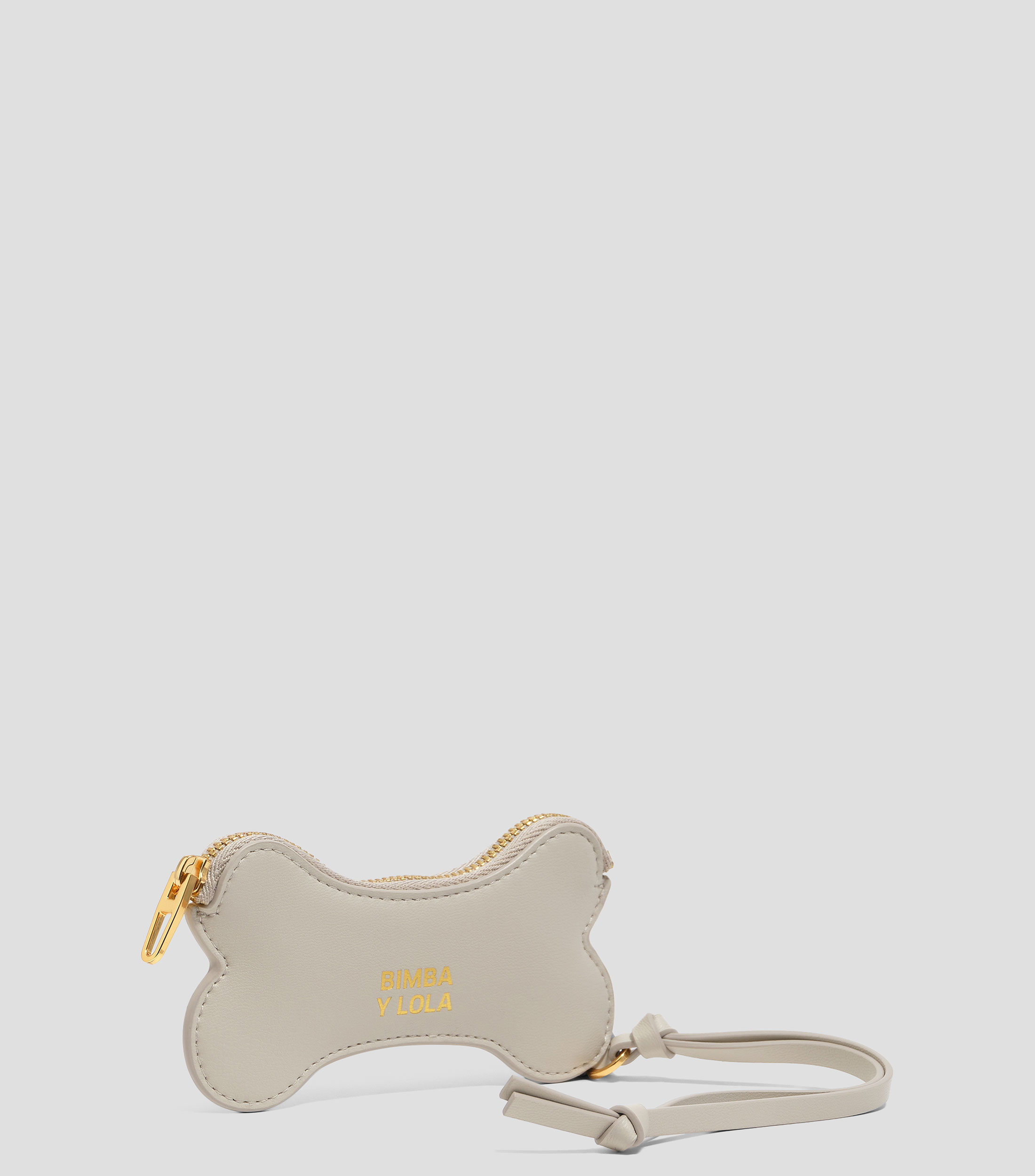 Monedero charm hueso en piel piedra Mujer