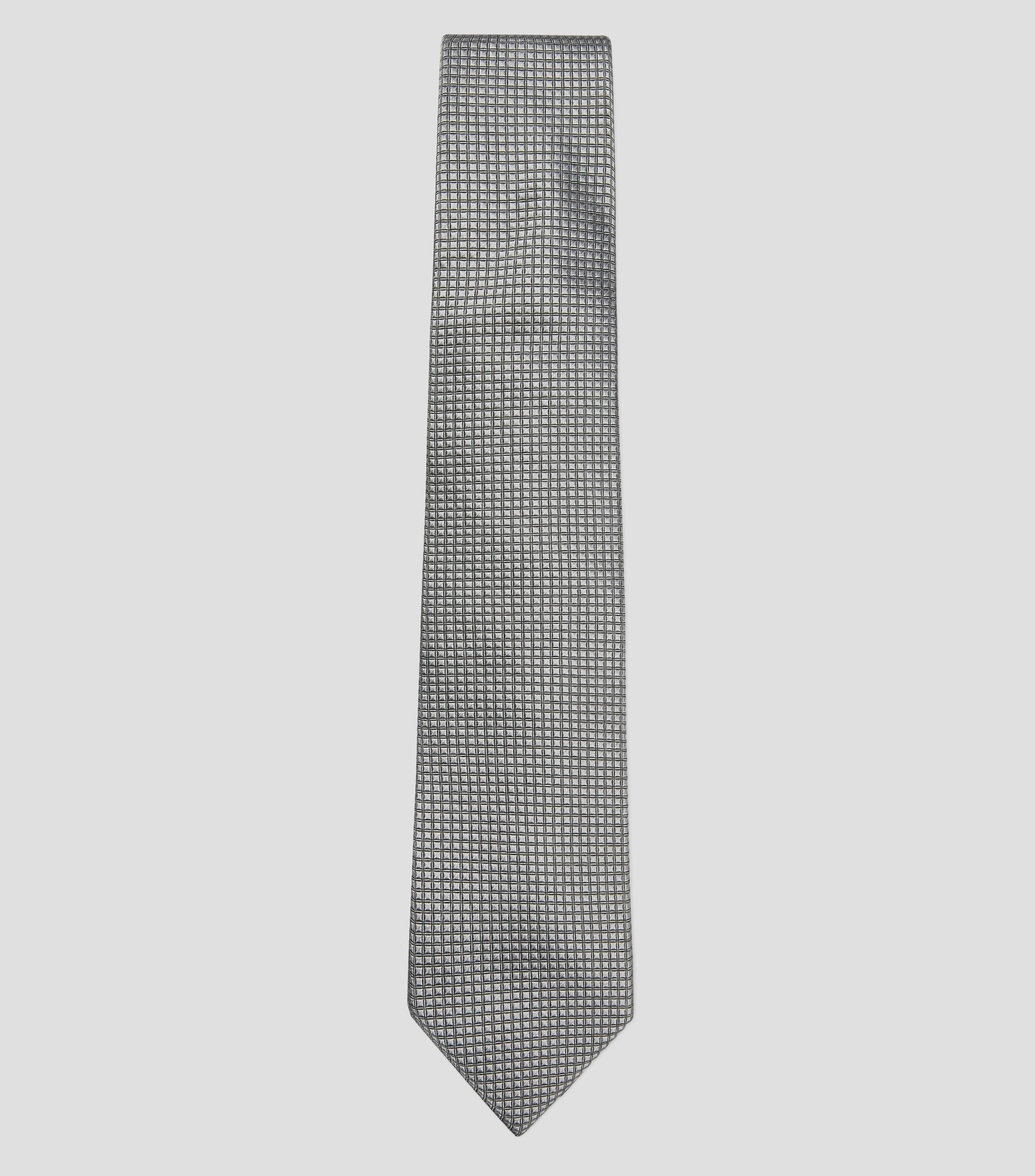 Corbata ancha en seda plateado lisa Brera