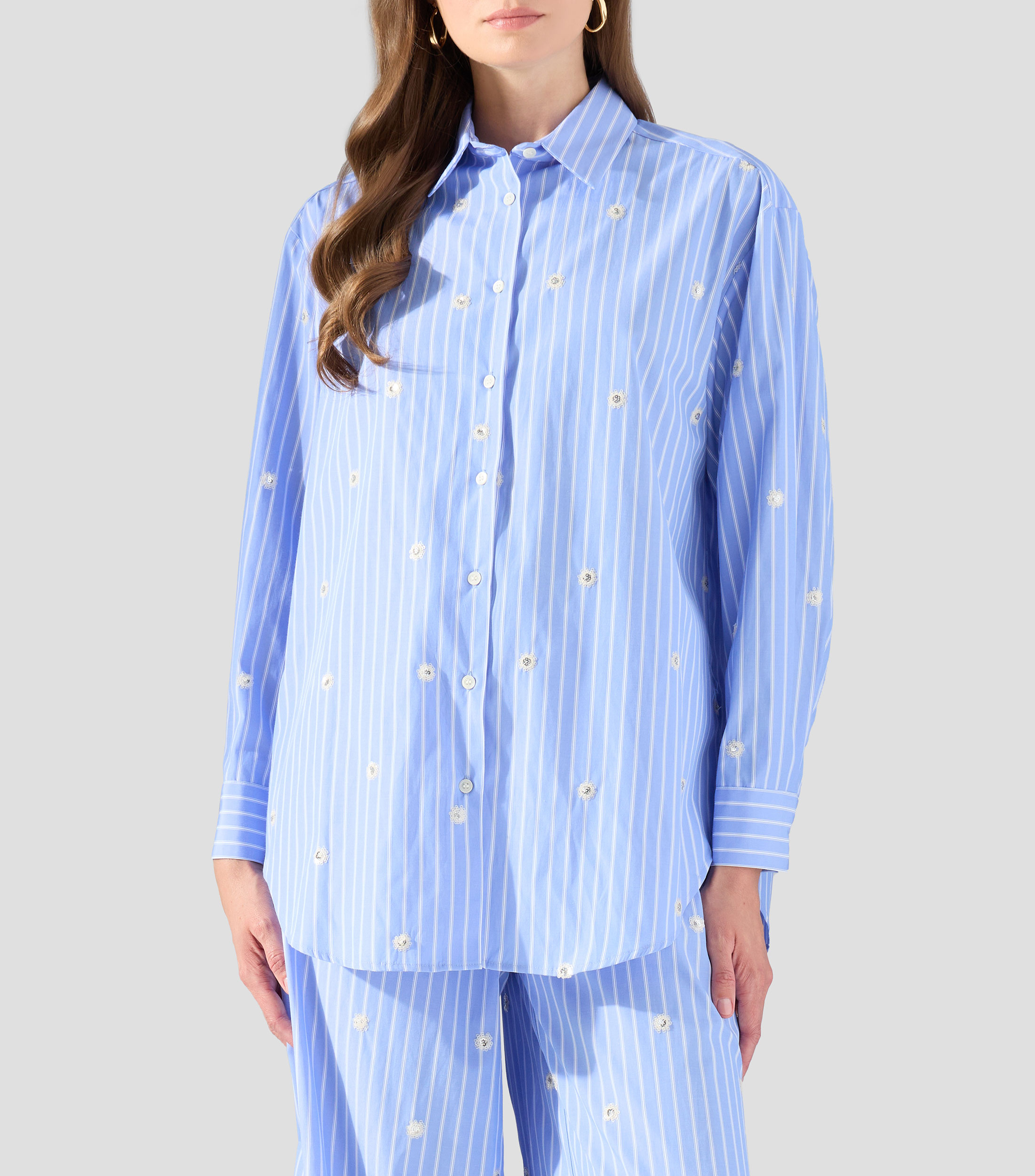 Camisa a rayas manga larga Mujer