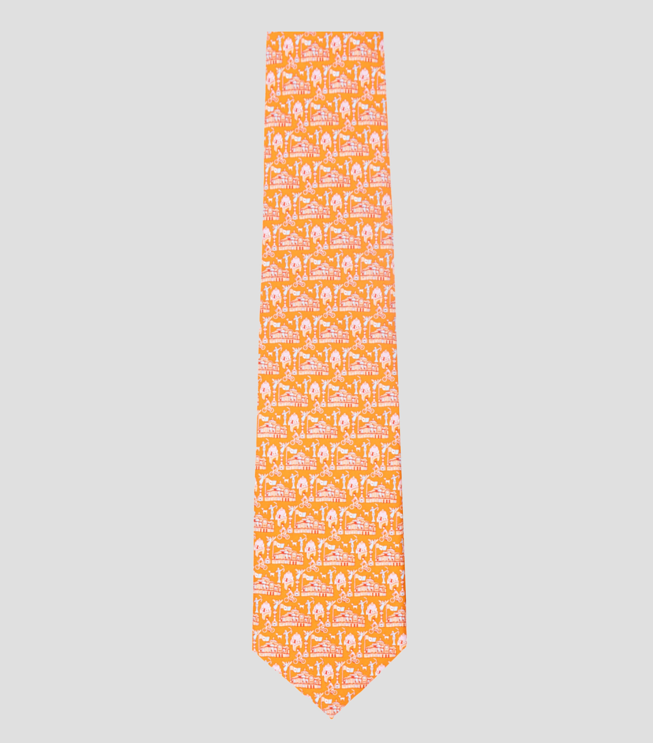 Corbata ancha Mi Ciudad en seda naranja