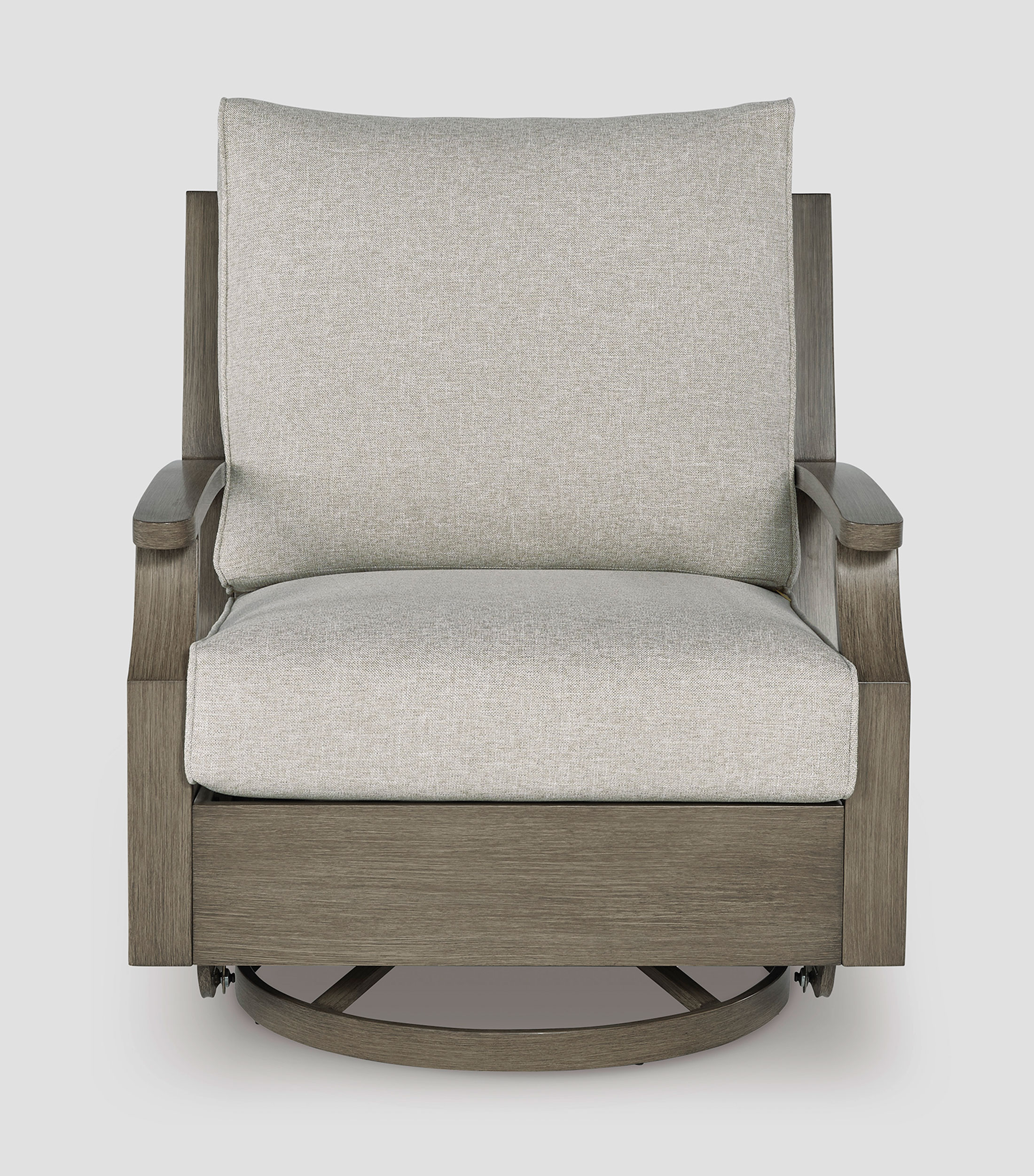 Sillón mecedora giratorio Marena marrón con beige