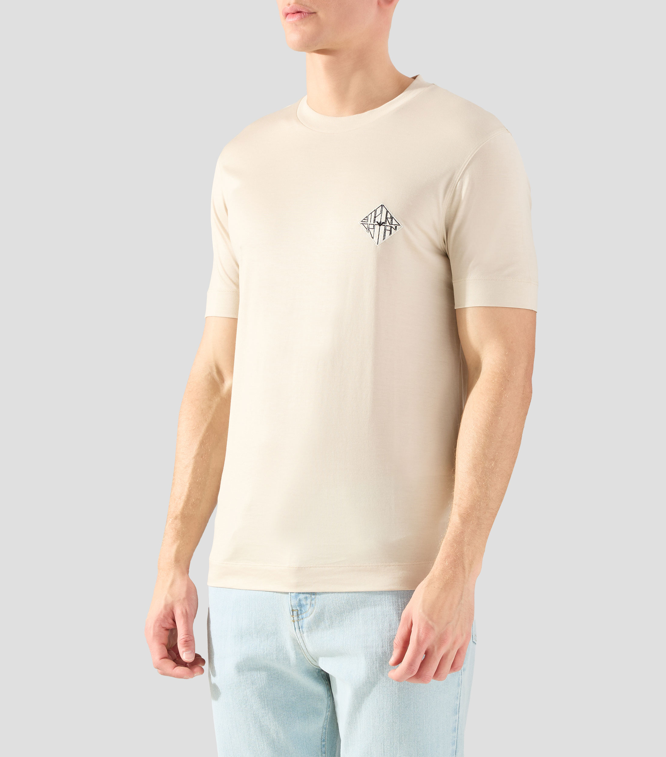 Playera de cuello redondo con manga corta lisa Hombre