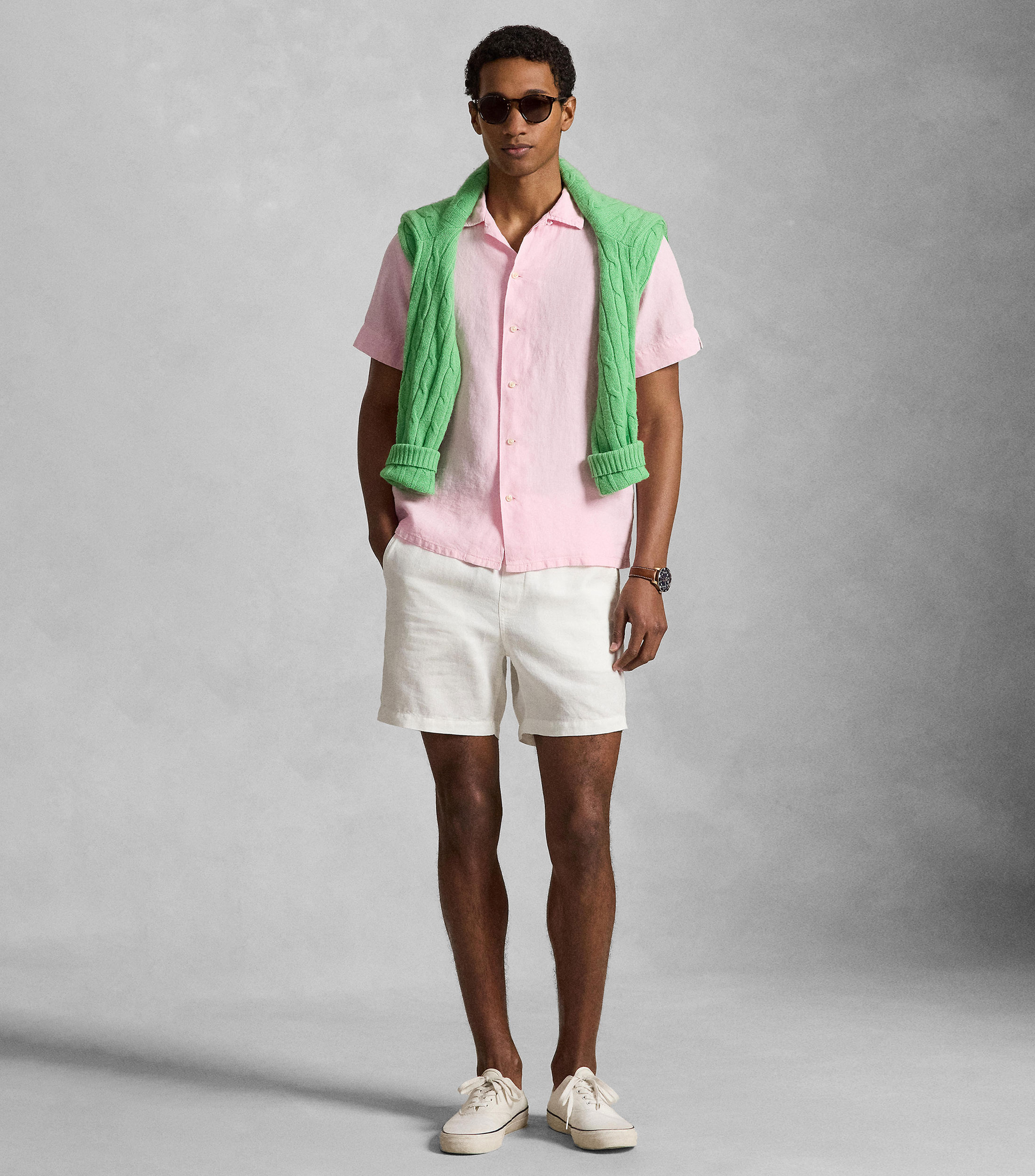 Camisa lisa manga corta Hombre