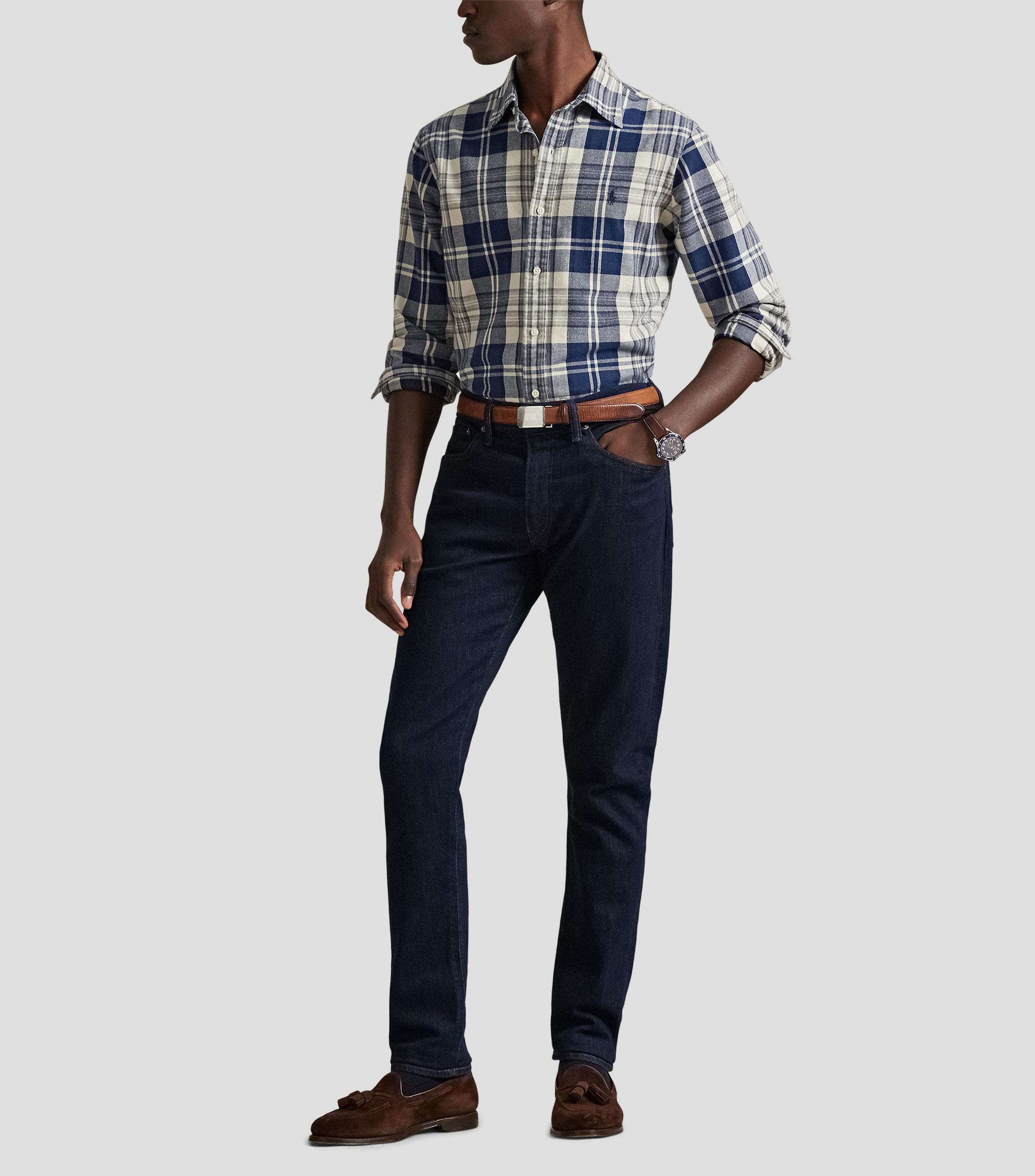 Camisa cuadros manga larga Hombre