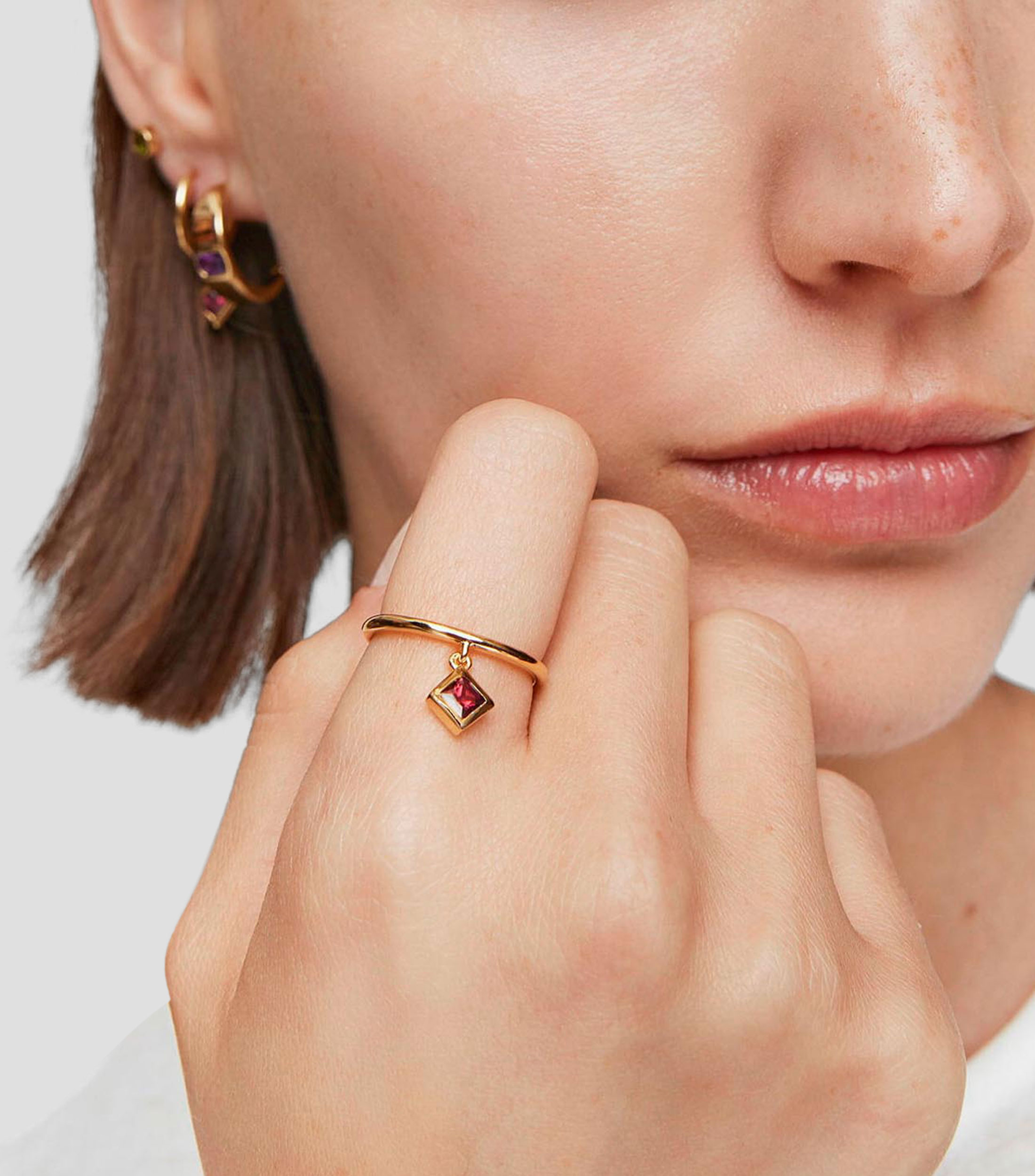 Anillo en Plata Basic Colors con Rodolita Mujer