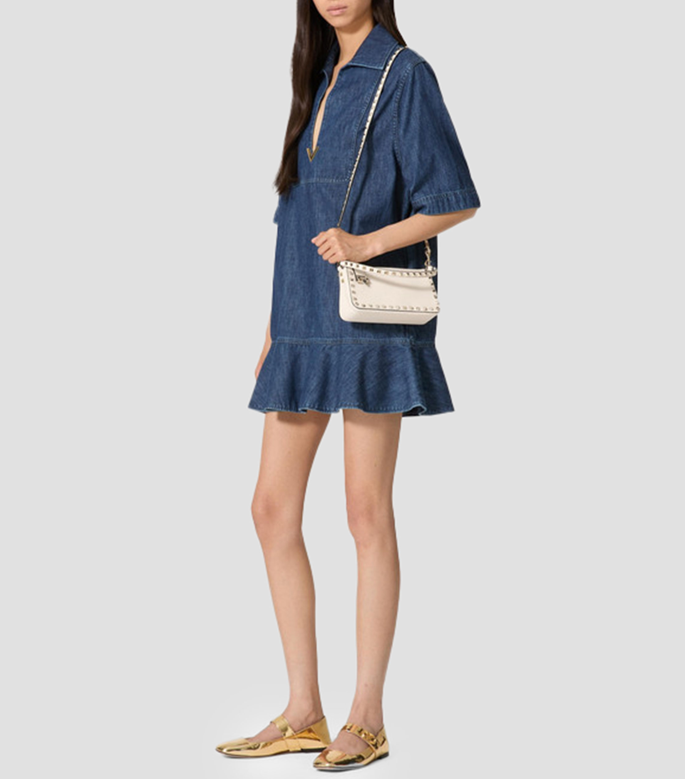 Bolsa crossbody de cuero Rockstud con estoperoles Mujer