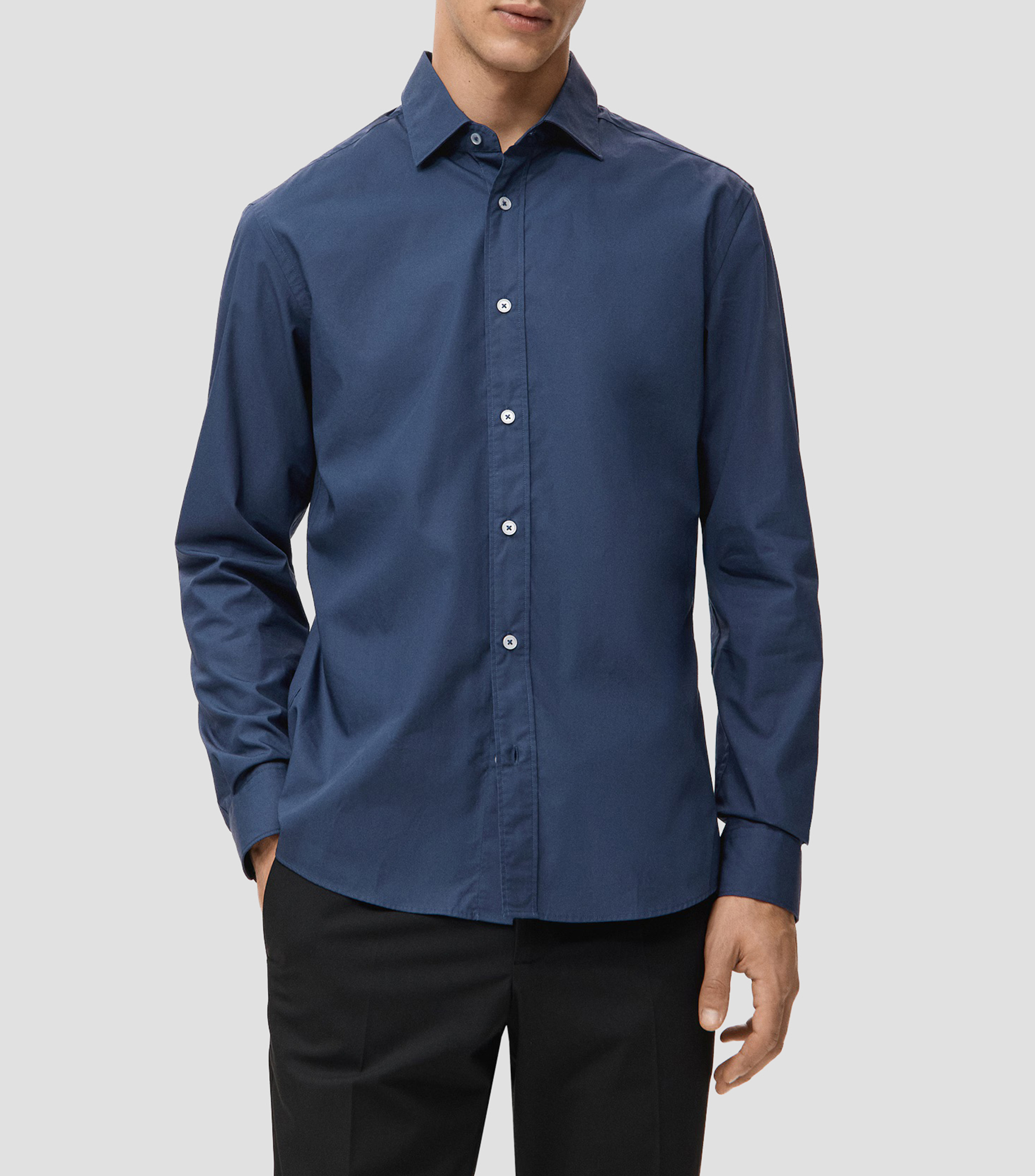 Camisa lisa de manga larga Hombre
