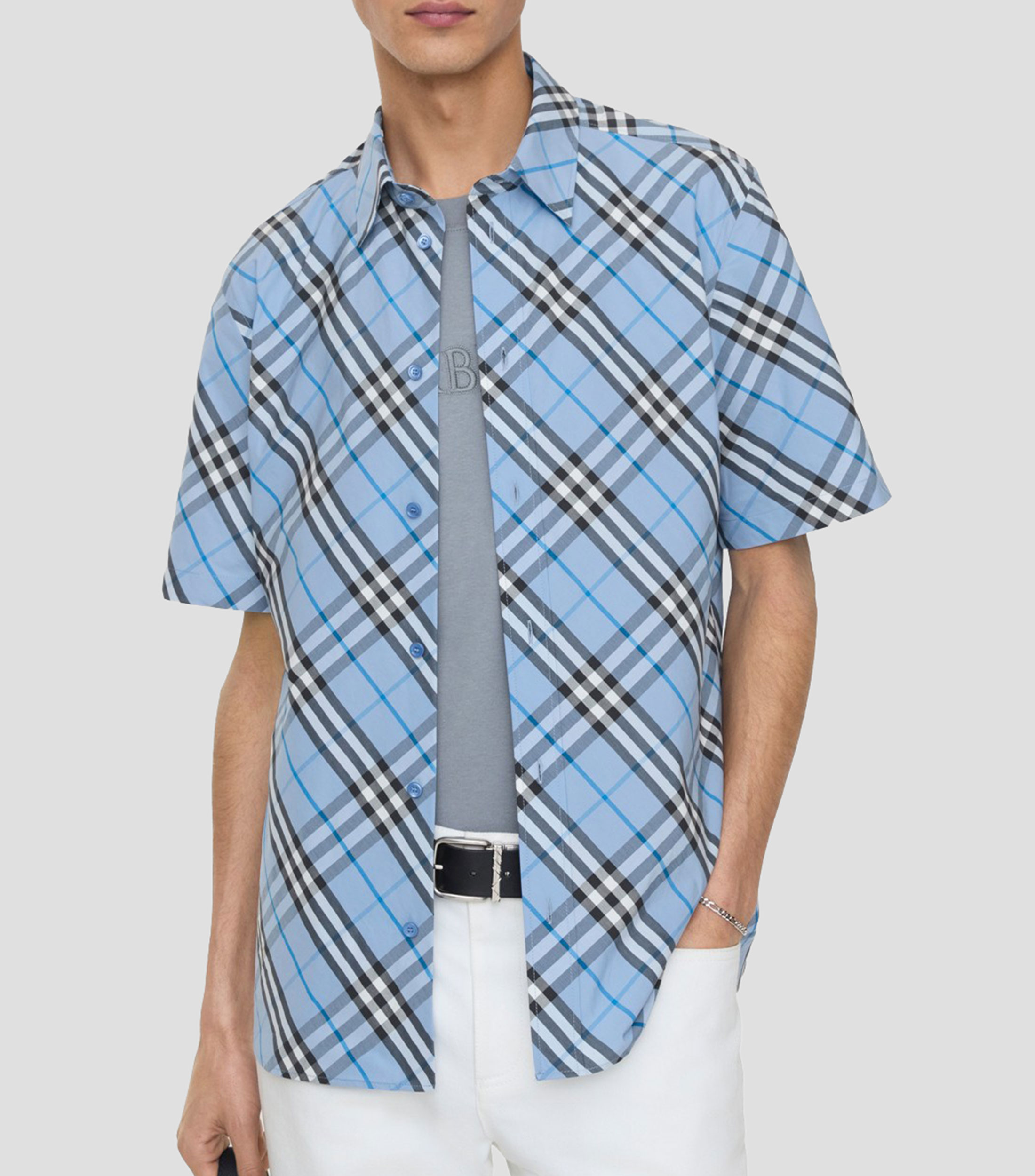 Camisa de cuadros manga corta Hombre