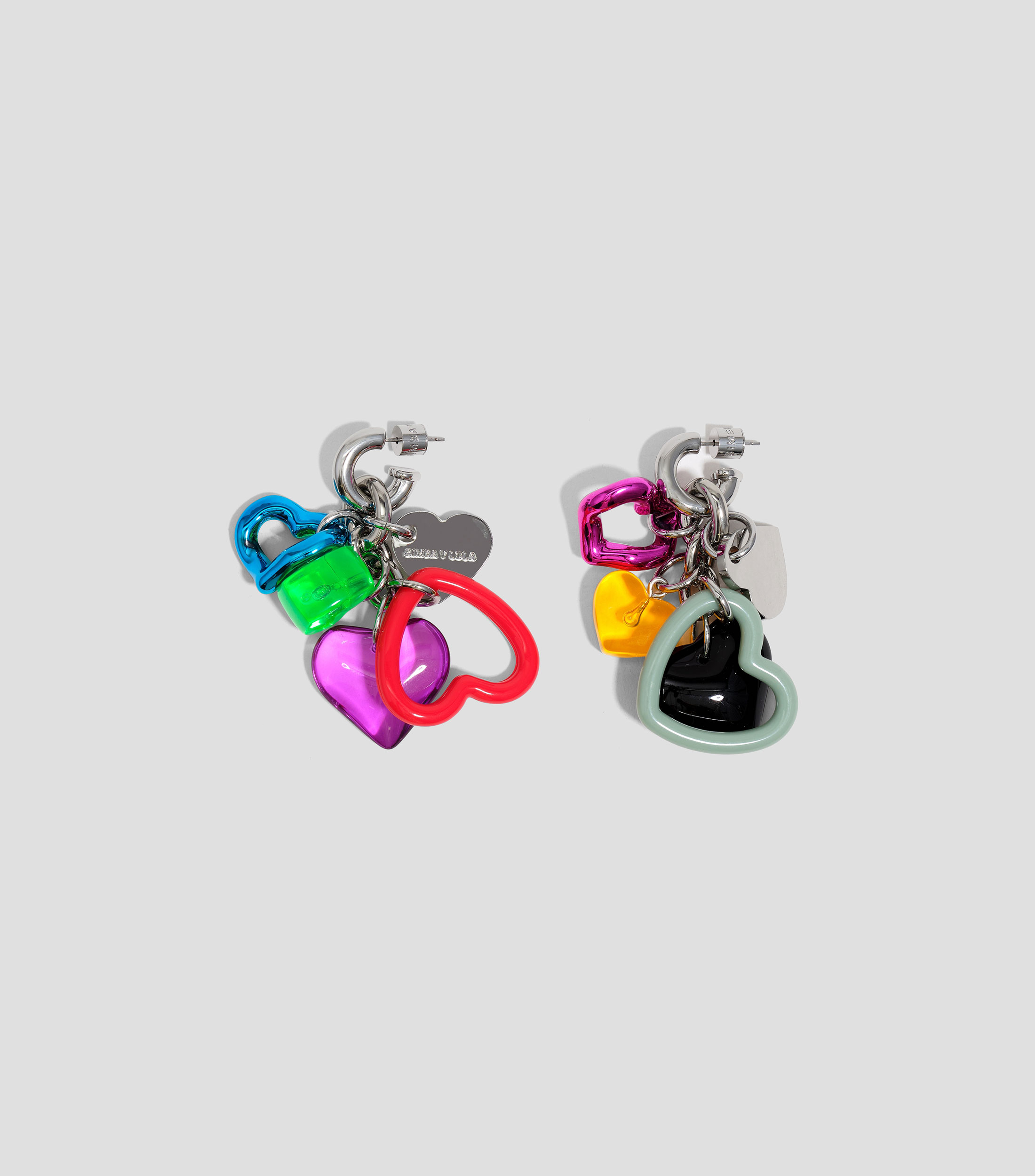 Aretes corazones multicolores Mujer