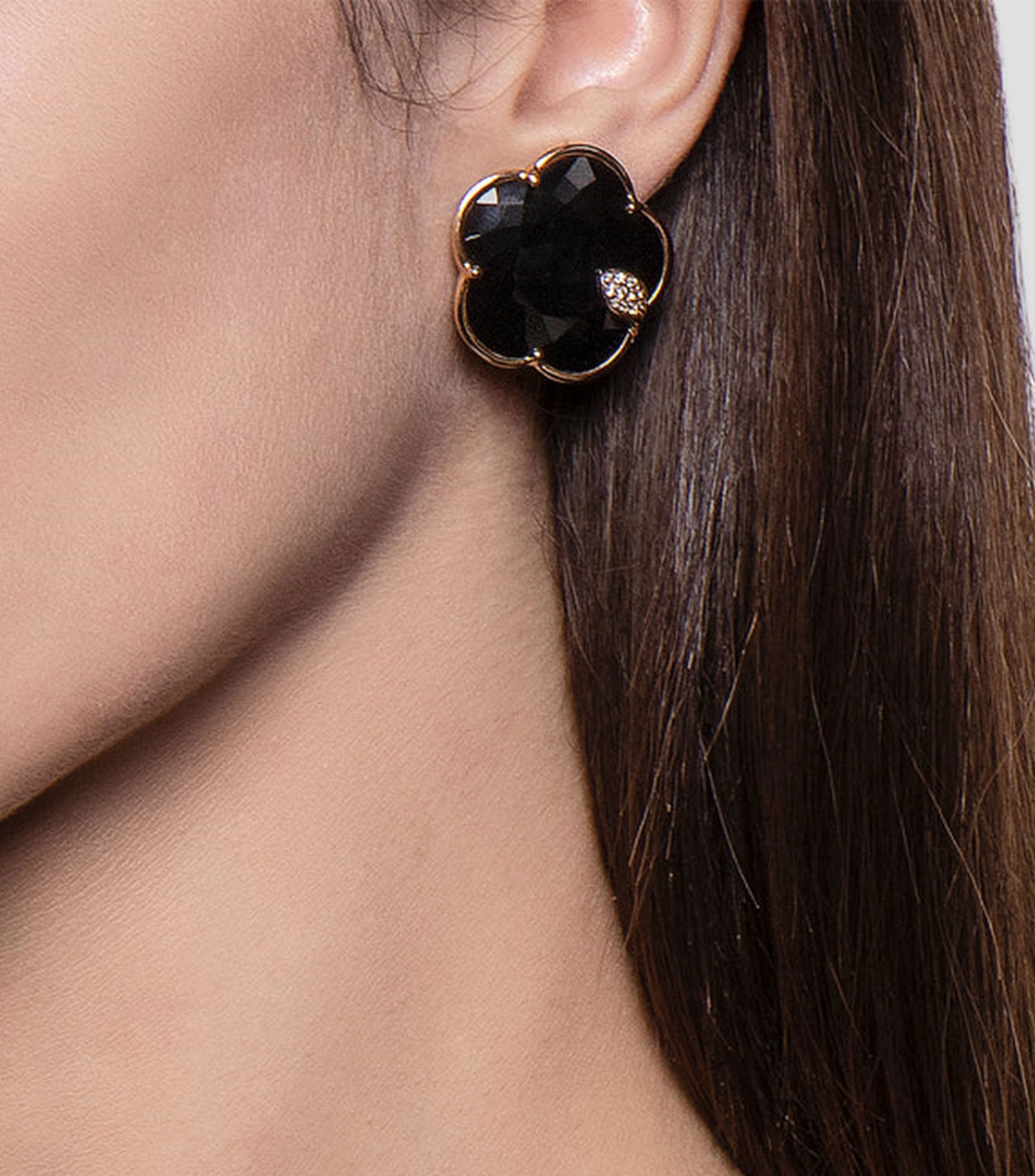 Aretes en oro rosa de 18 Kilates en forma de flor Joli Mujer