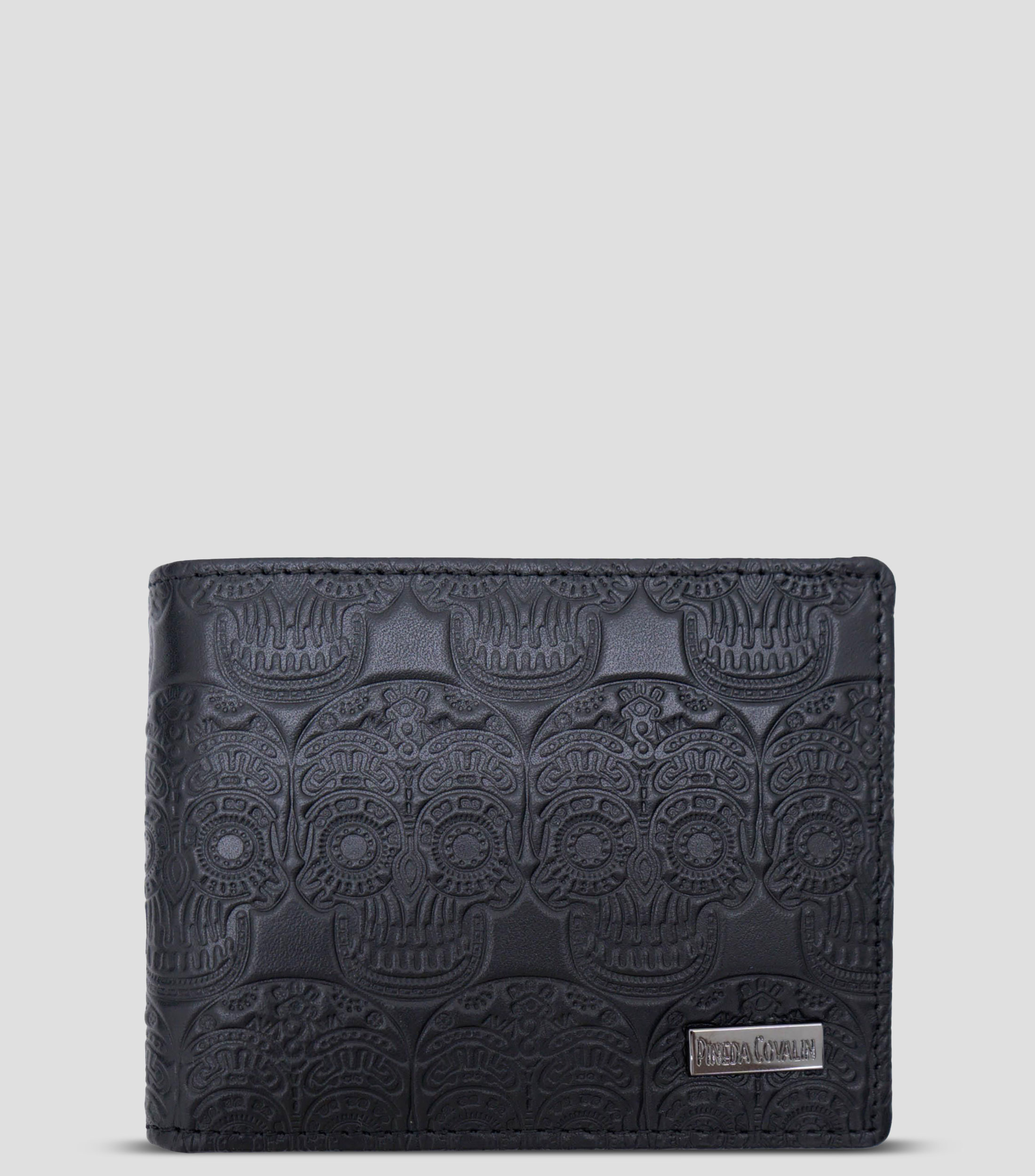 Cartera bifold negra en piel Tzompantli lisa Hombre