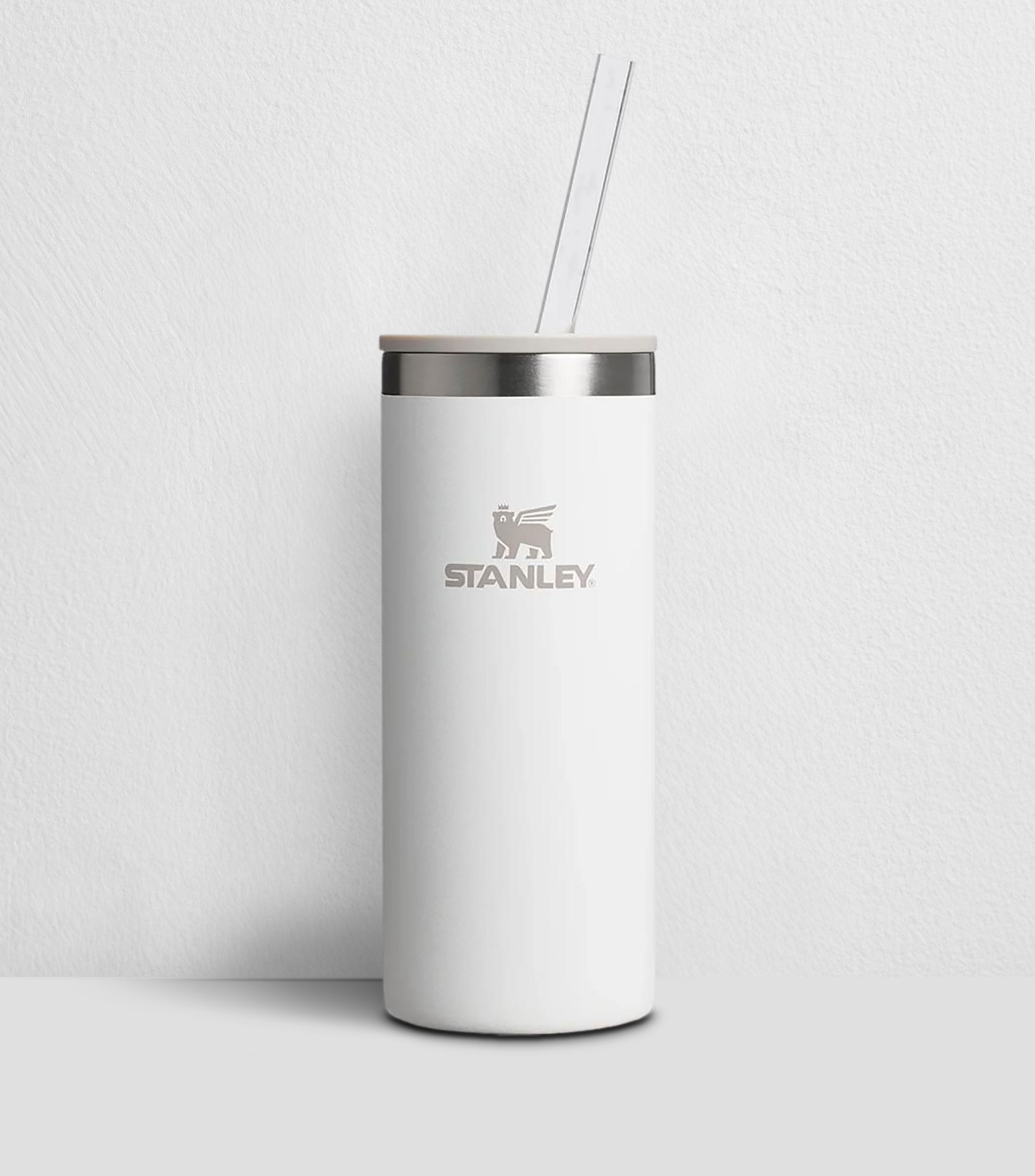 Termo Stanley Cooler Cup blanco en acero inoxidable con popote, 295 ml