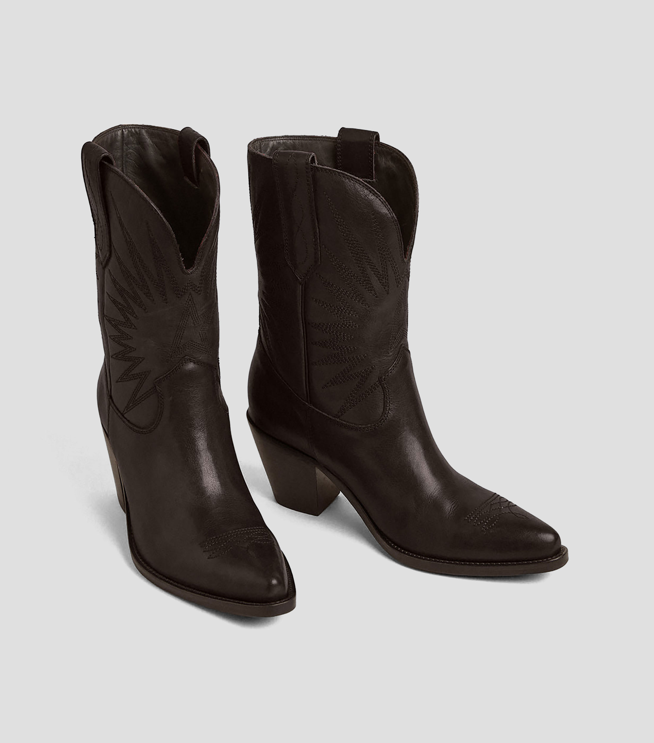 Botas vaqueras medias con tacón medio ancho Mujer