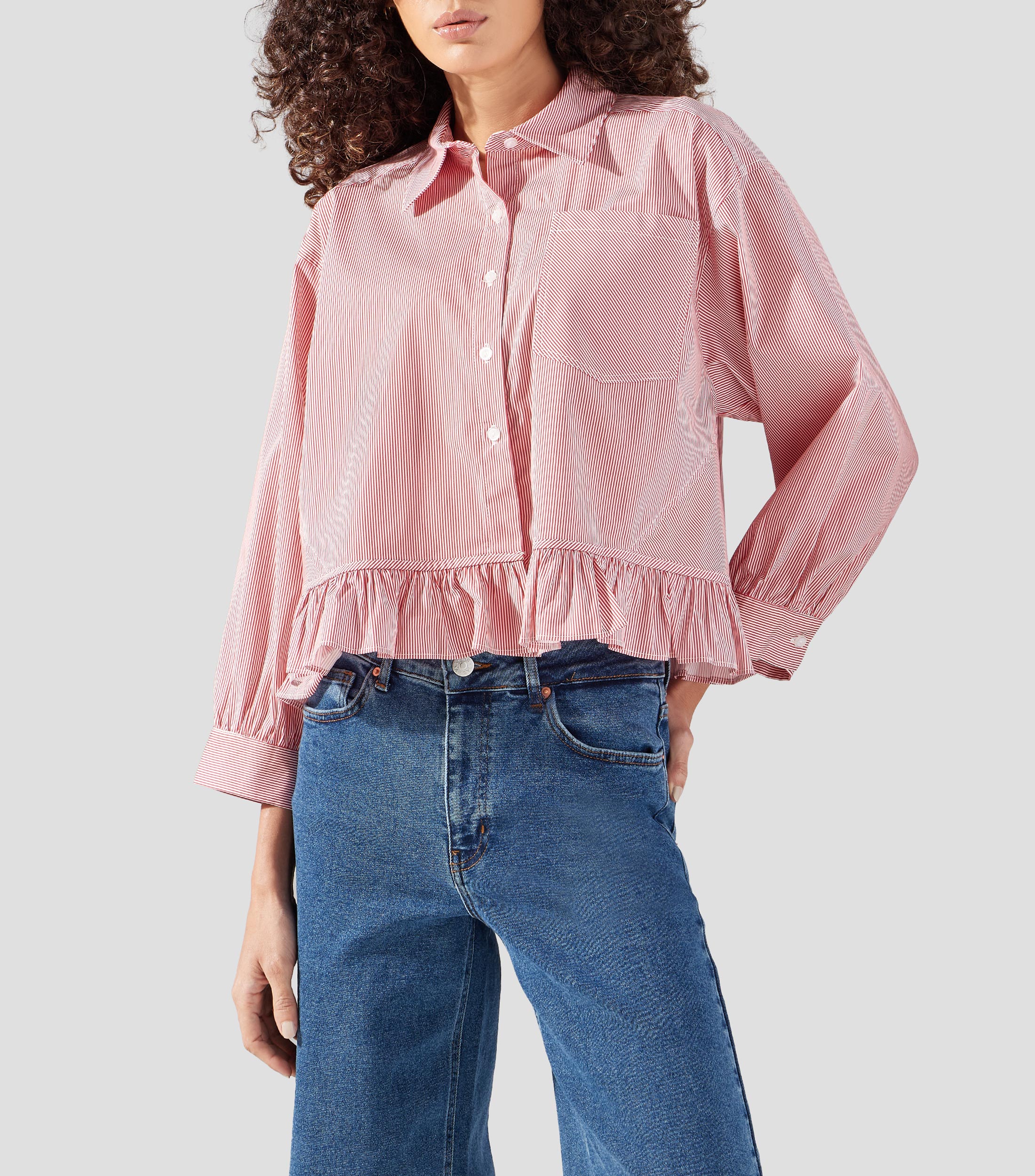 Camisa rayas manga larga Mujer