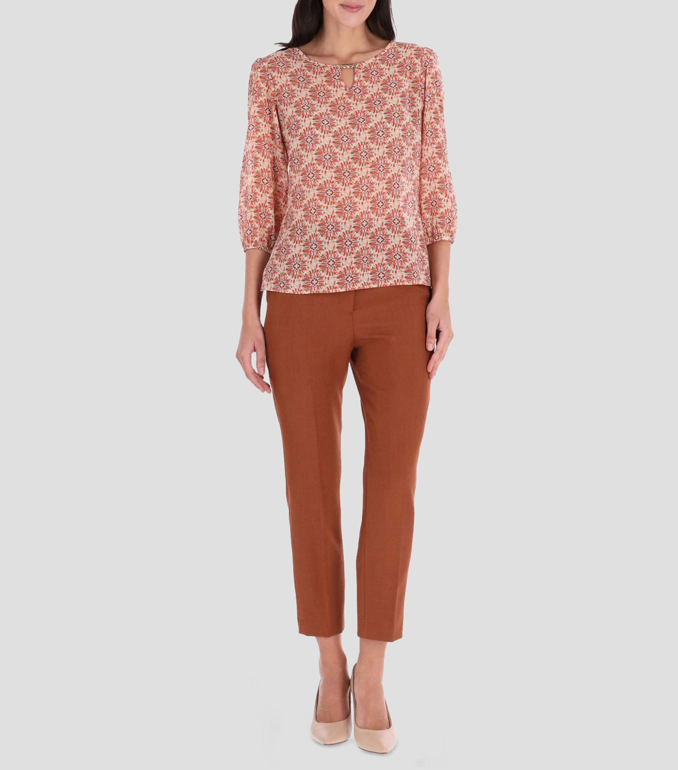 Blusa estampada manga 3/4 Mujer