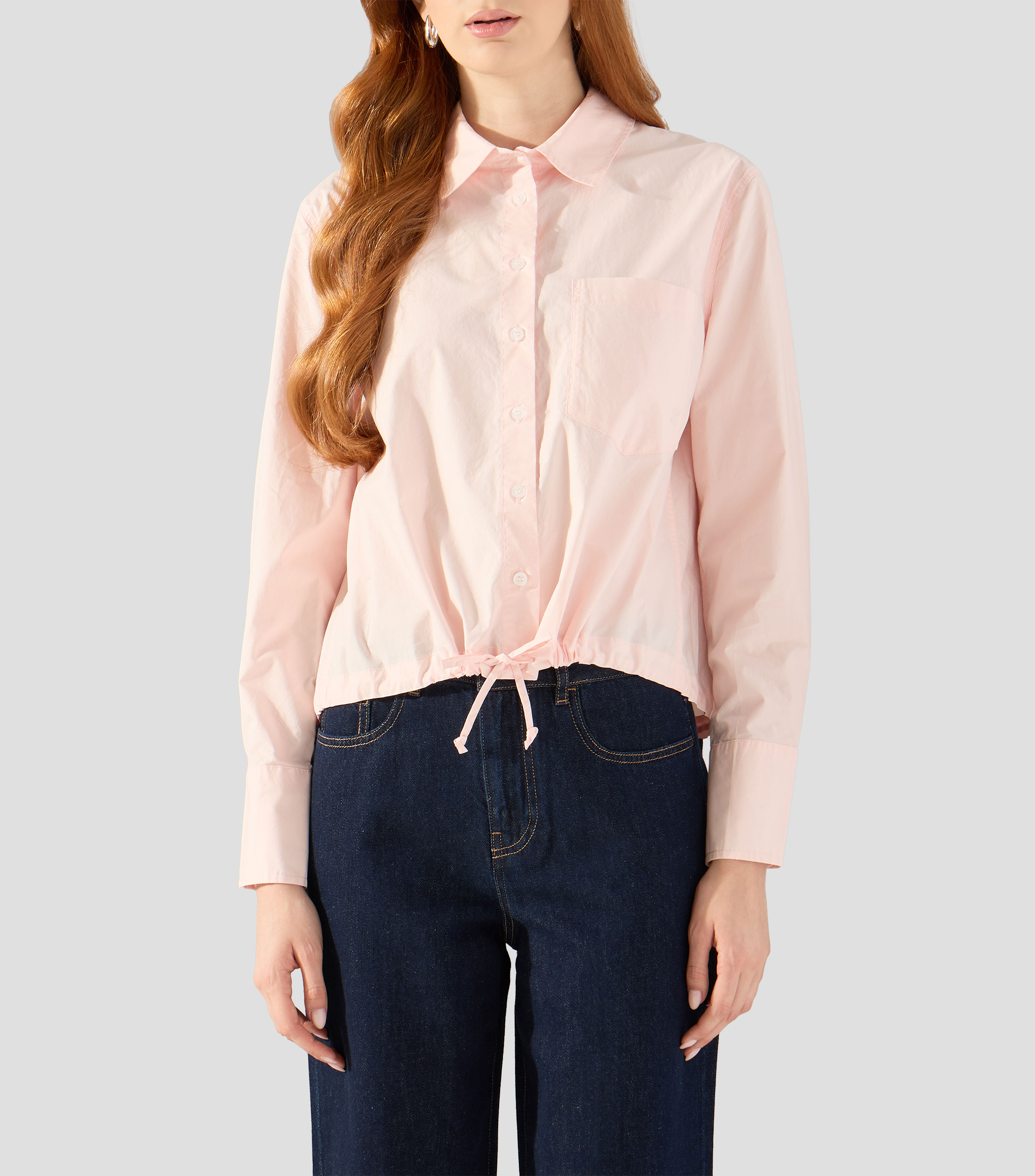 Camisa lisa con manga larga Mujer