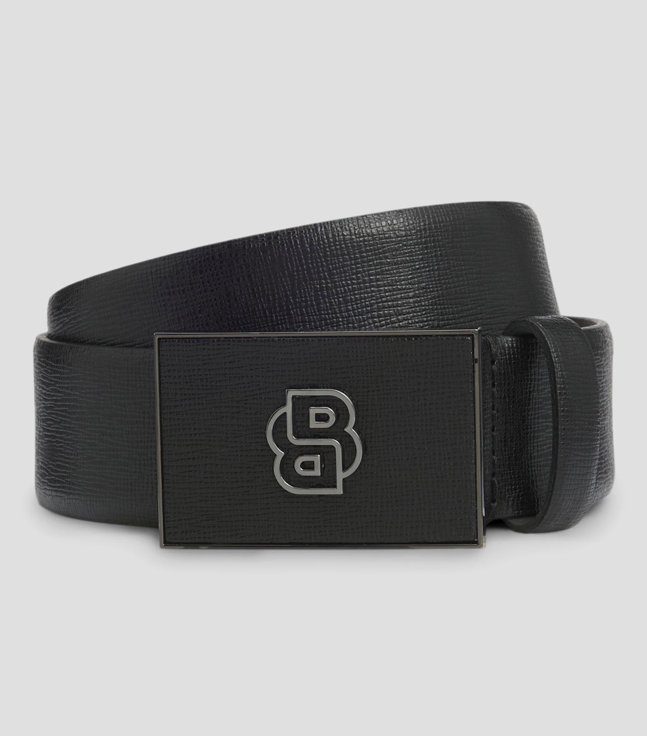 Cinturón de piel italiana con monograma Double B en la hebilla Hombre