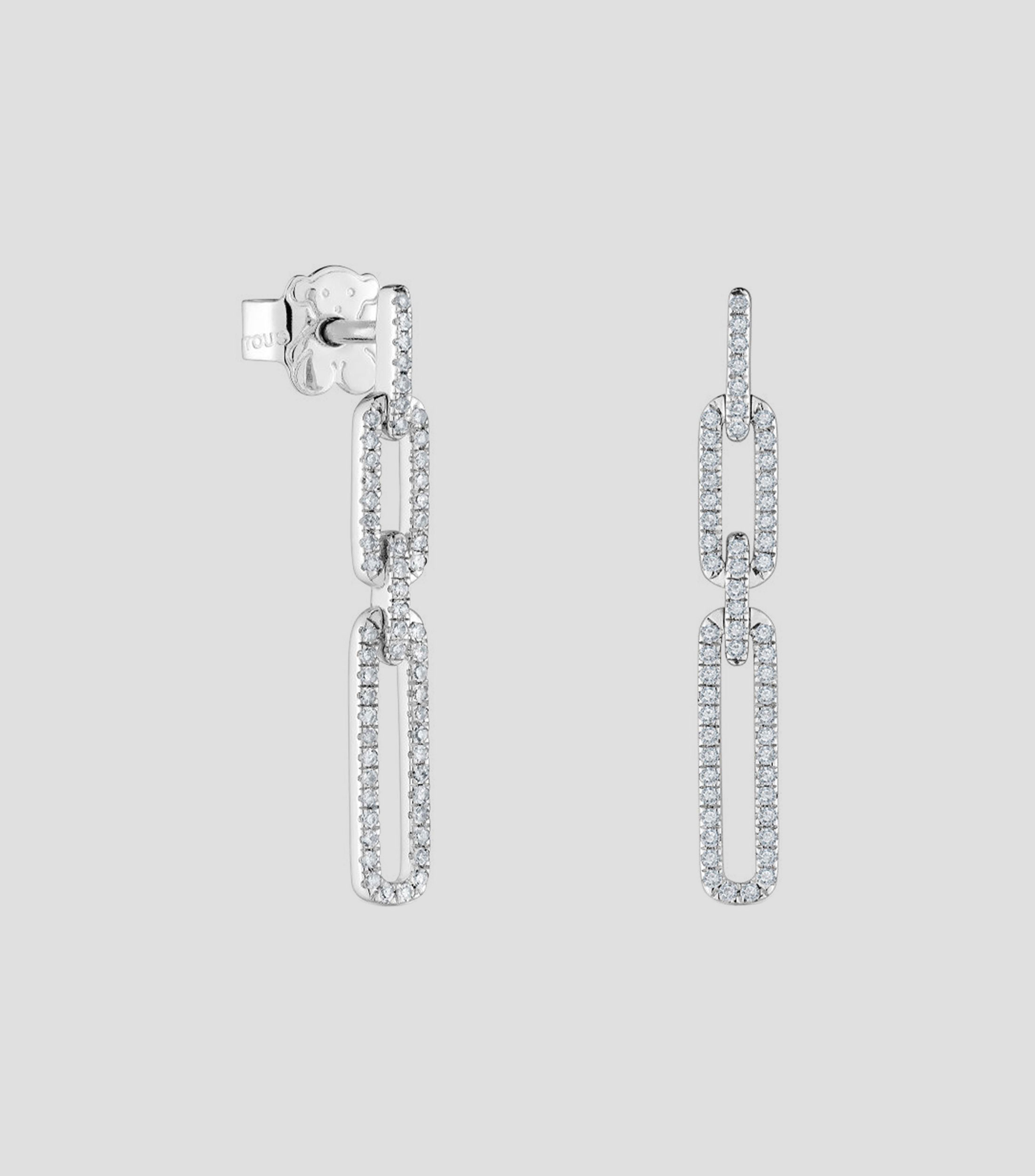 Aretes largos ovales de oro blanco 18 Kilates con diamantes Les Classiques Mujer