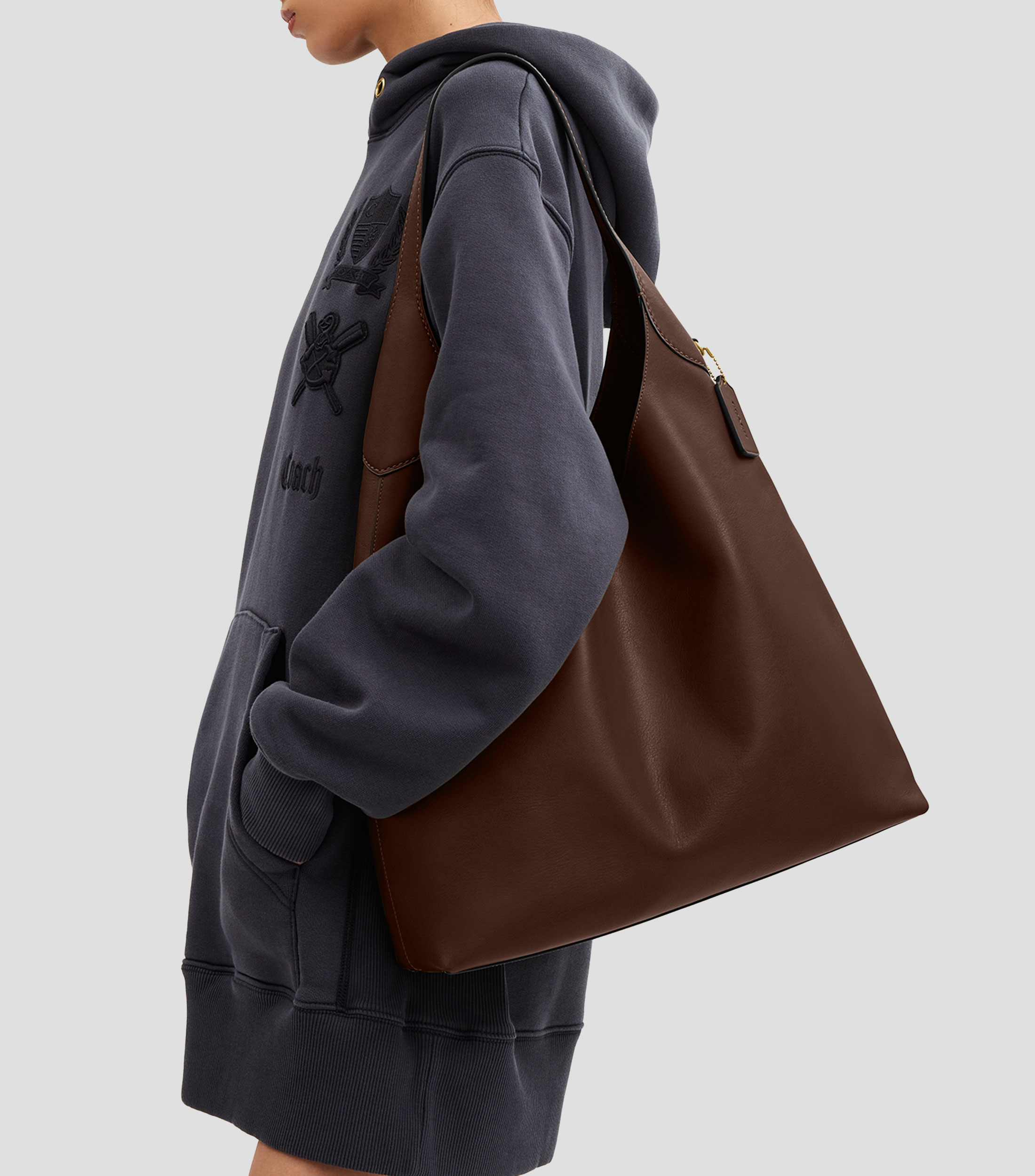 Bolsa shoulder café en piel Brooklyn 39 lisa Mujer