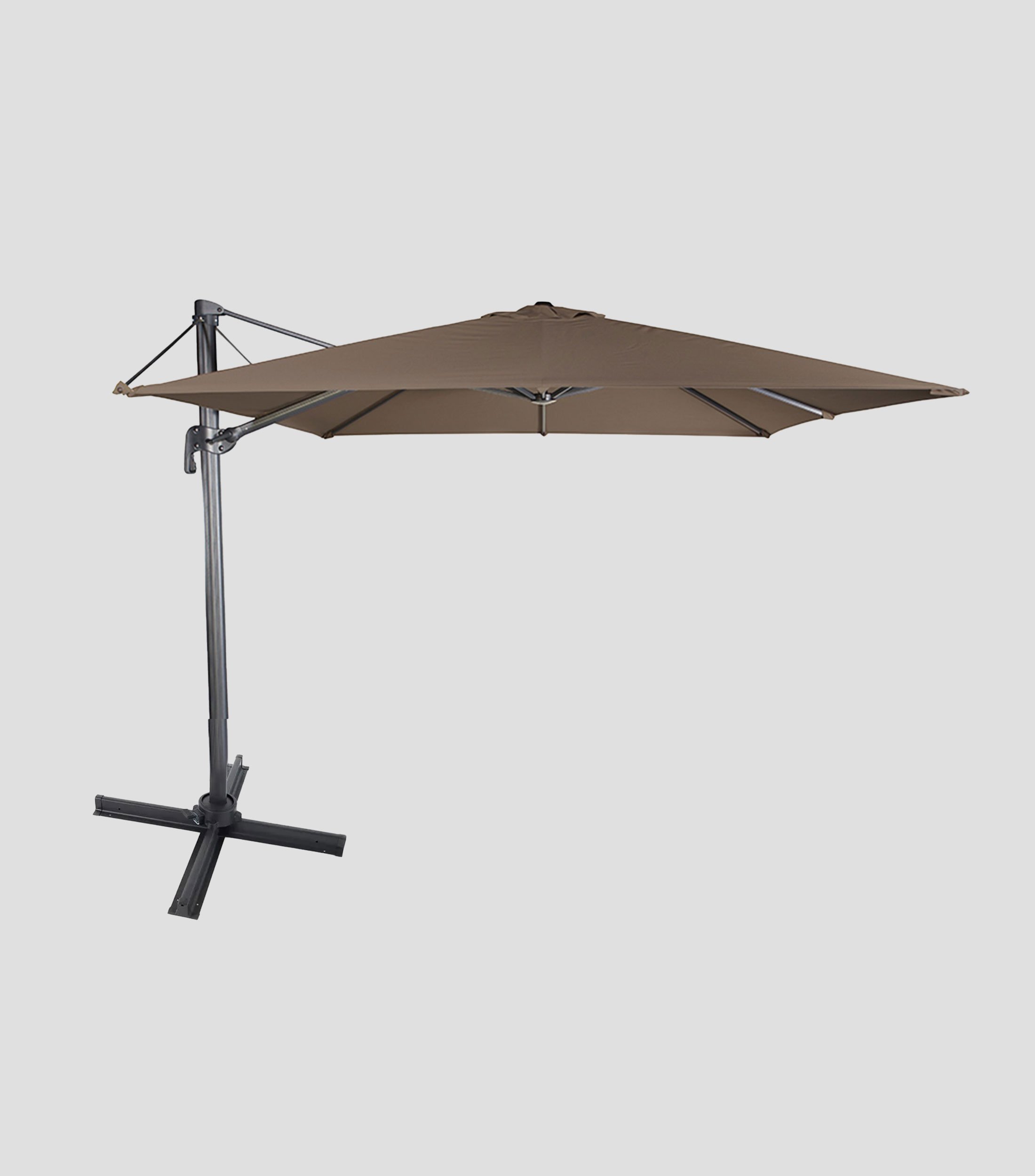 Sombrilla para exteriores lateral en aluminio antracita y toldo taupe