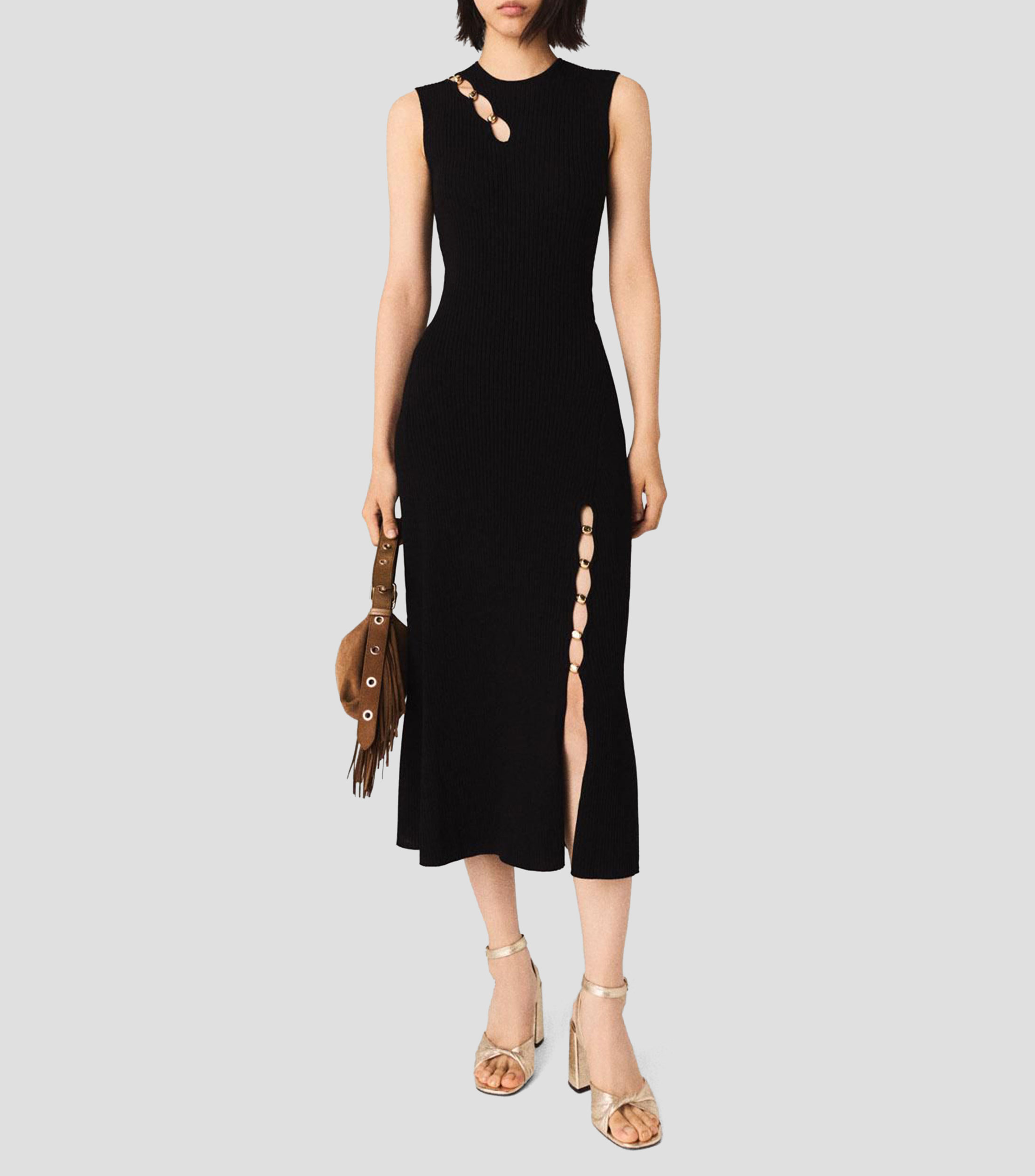 Vestido midi liso Mujer