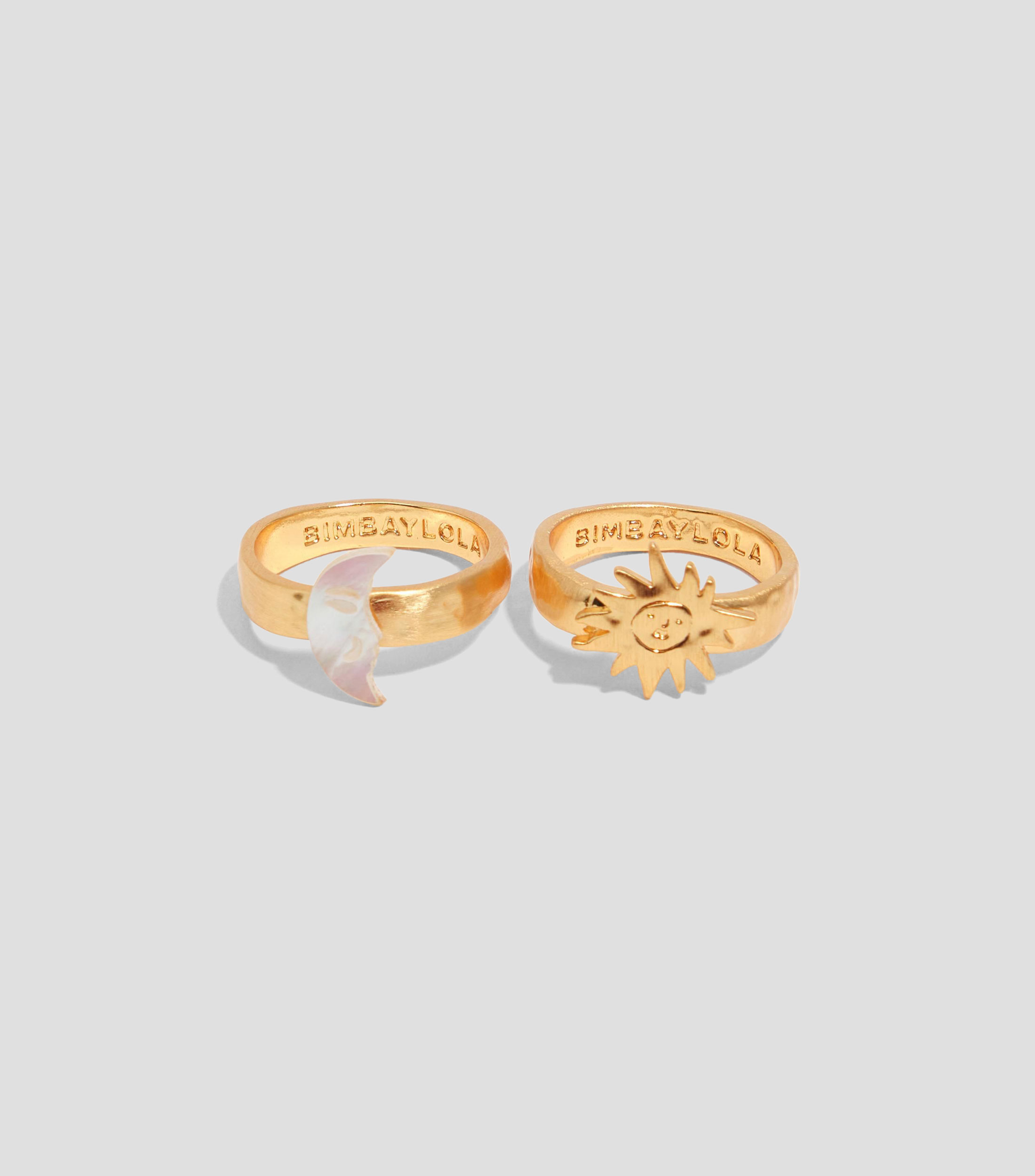 Set 2 anillos sol y luna nácar Mujer